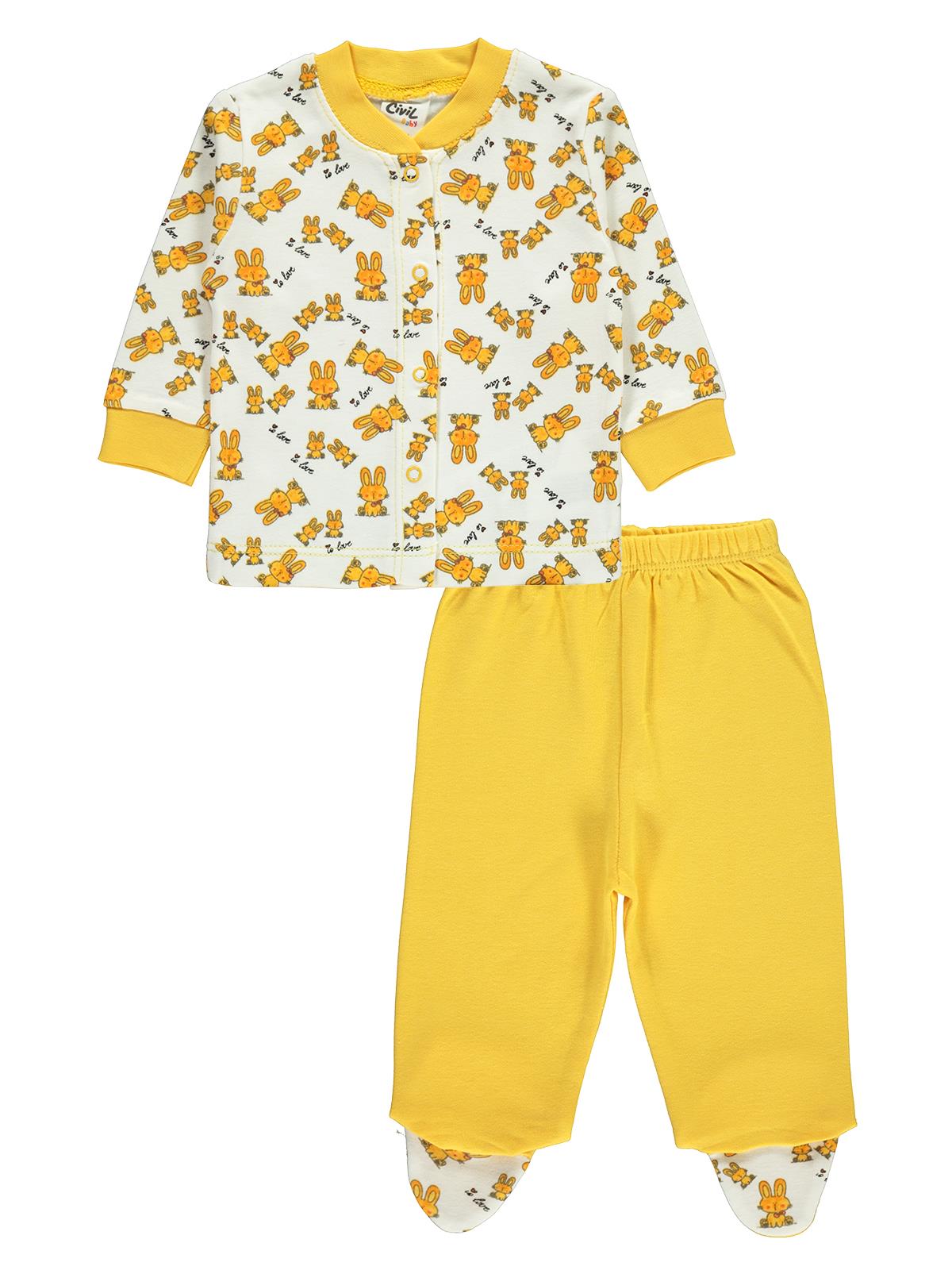 Civil Baby Kız Bebek Pijama Takımı 0-6 Ay Sarı