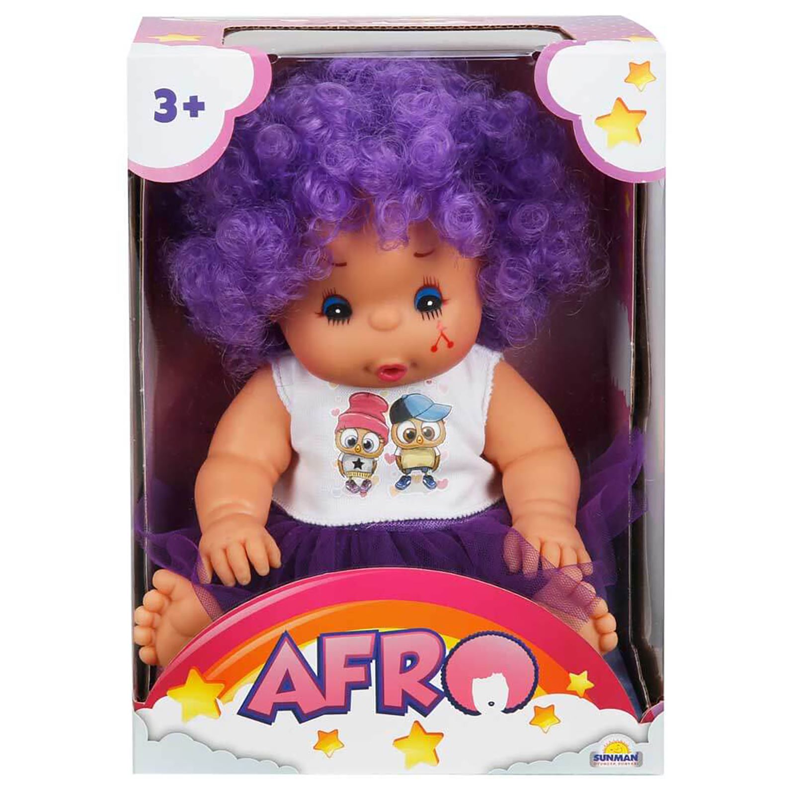 Sunman Abc Afro Kıvırcık Saçlı Bebek 23 Cm Mor