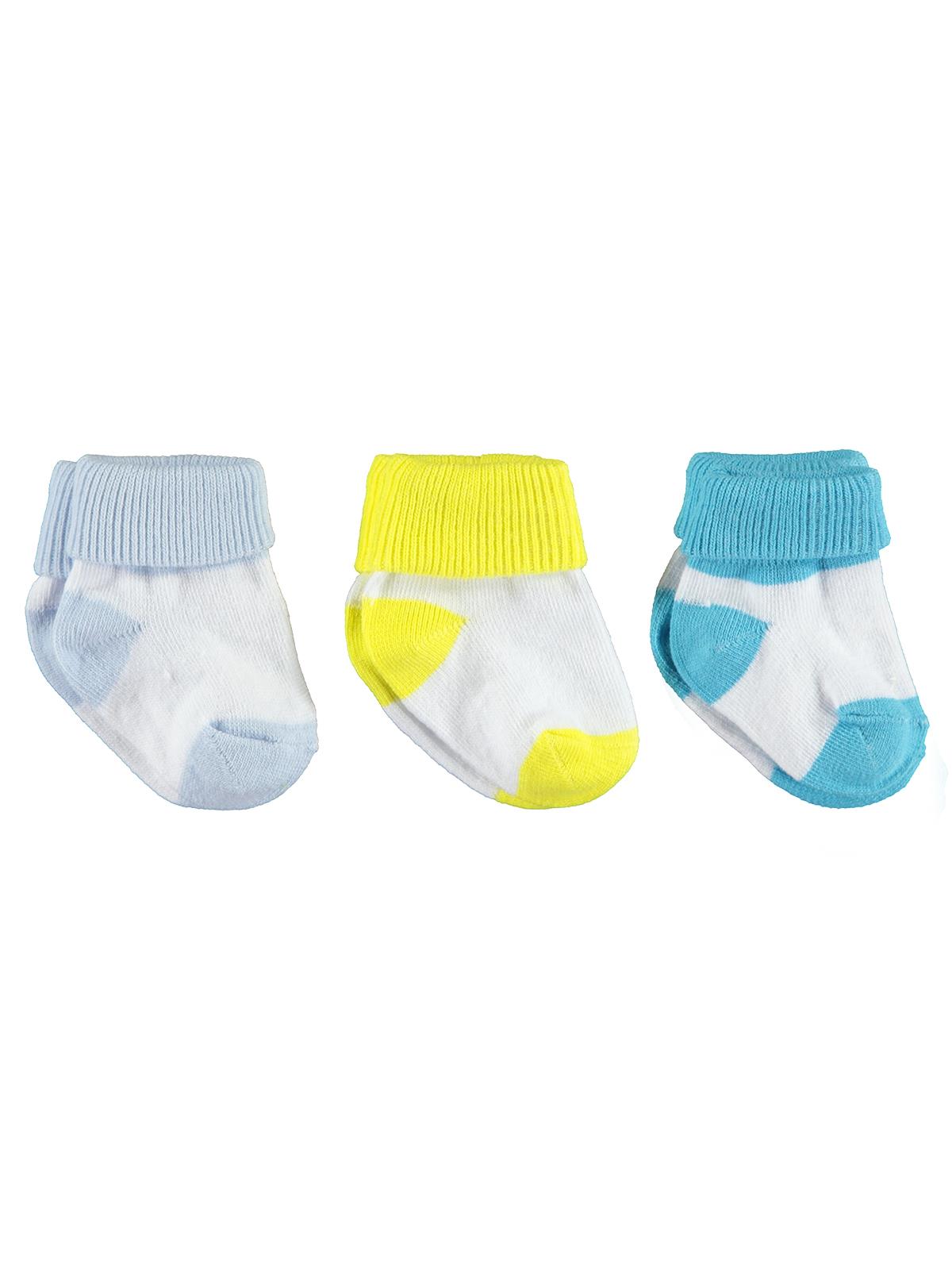 Minidamla Erkek Bebek 3'lü Çorap Set Yenidoğan Mavi