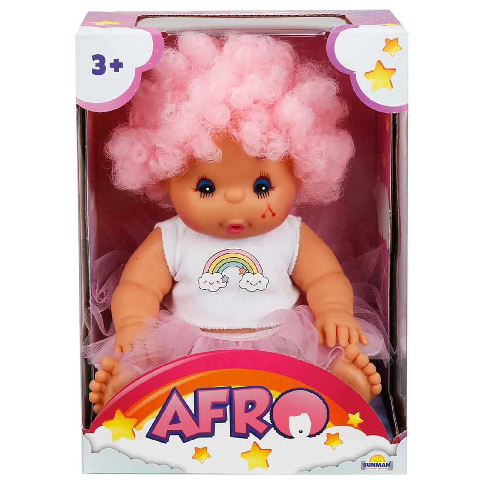 Sunman Abc Afro Kıvırcık Saçlı Bebek 23 Cm Pembe