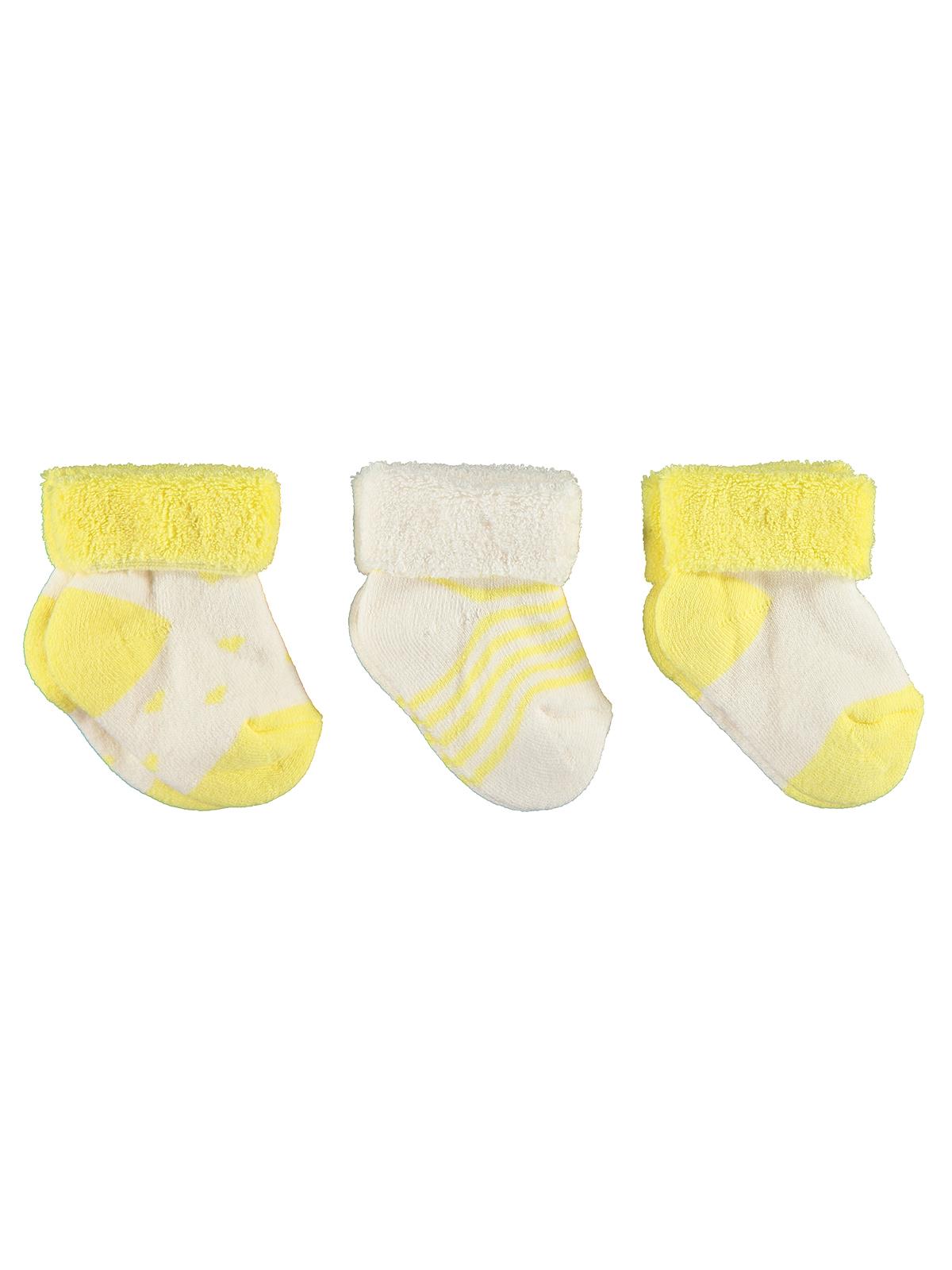 Civil Baby Erkek Bebek Havlu 3'lü Çorap 0-24 Ay Sarı
