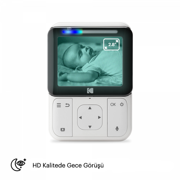 Kodak Cherish C220 Akıllı Video Bebek Monitörü-2.8 Inç LCD Ekran Ebeveyn Ünitesi Beyaz