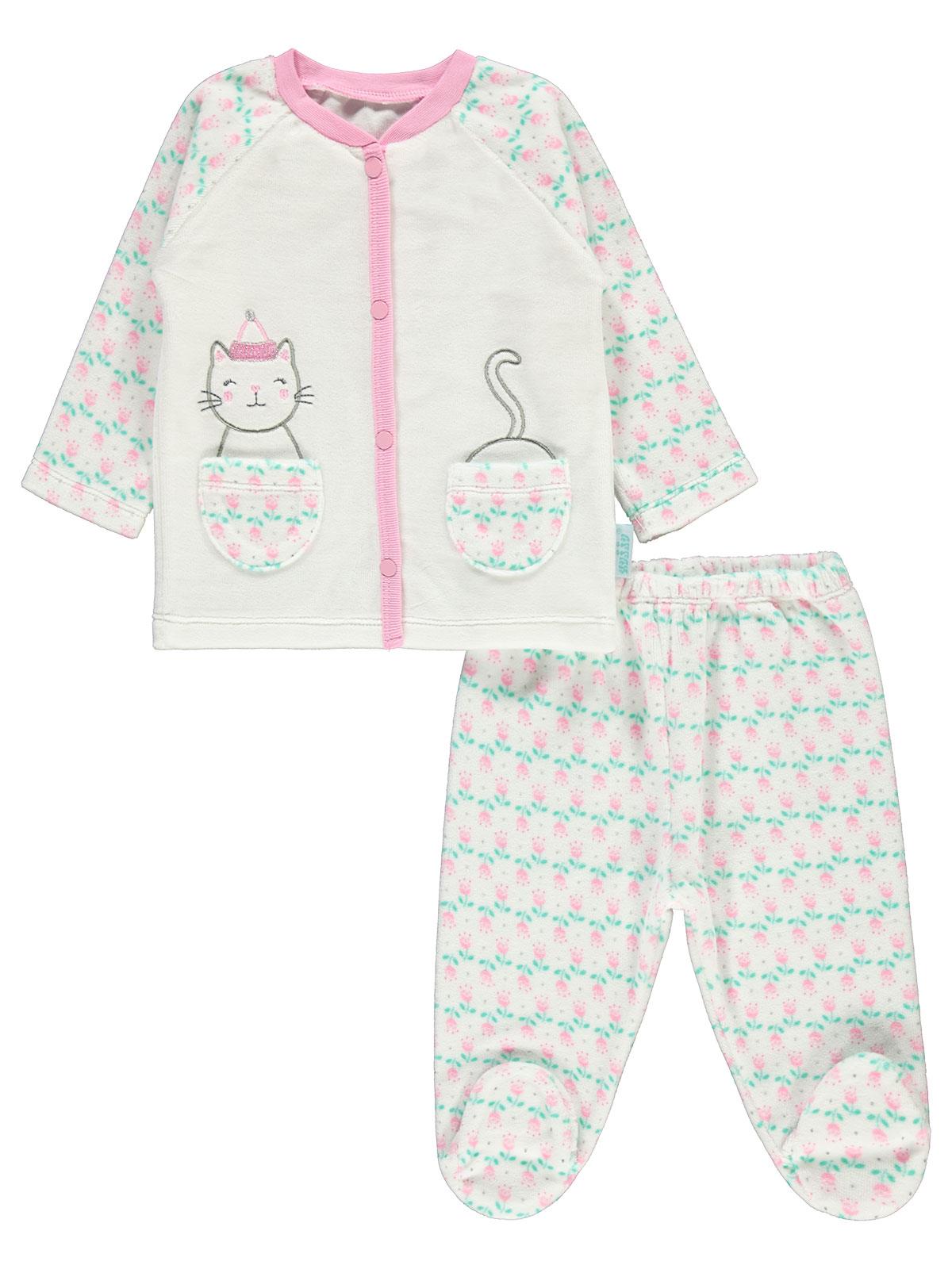 Kujju Kız Bebek Patikli Pijama Takımı 3-6 Ay Fuşya