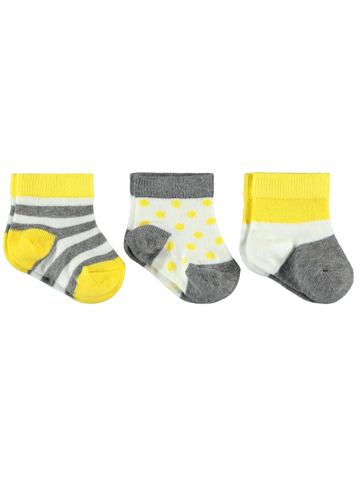 Civil Baby Erkek Bebek 3'lü Çorap 0-24 Ay Sarı