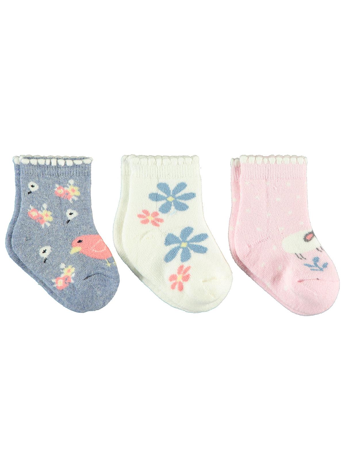 Civil Baby Kız Bebek 3'lü Çorap 0-24 Ay Pembe