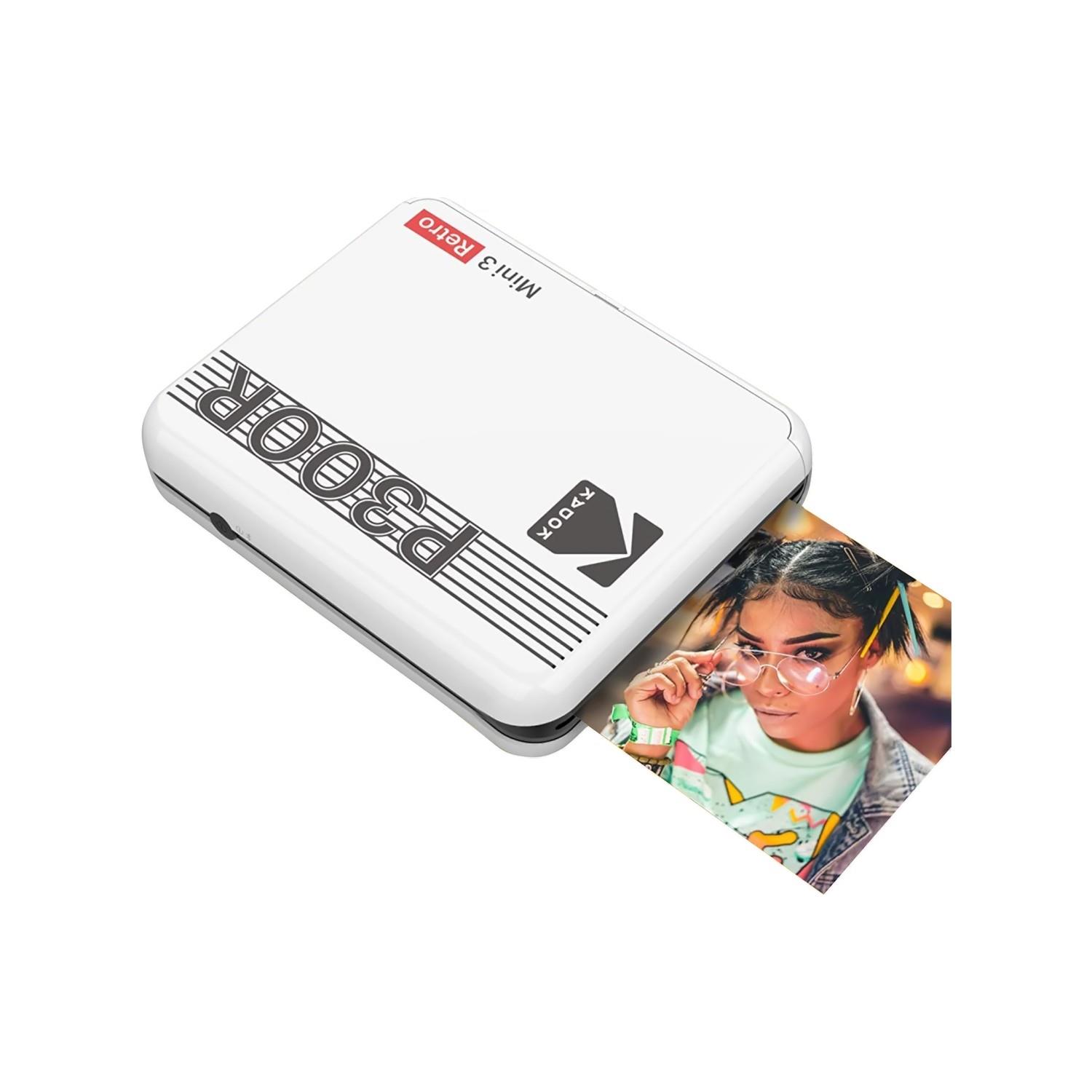 Kodak Mini 3/P300 Retro Akıllı Telefon Fotoğraf Yazıcısı Beyaz (ICRG-330 Hediyeli)