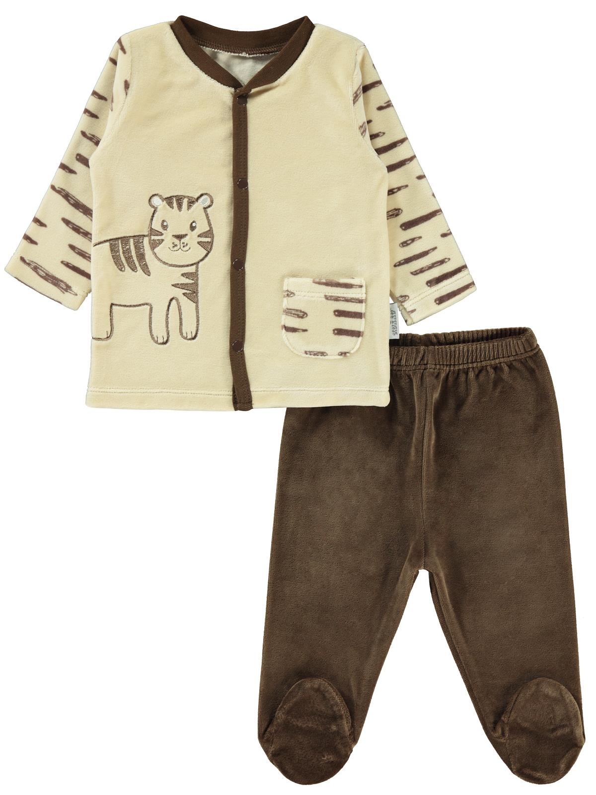 Kujju Erkek Bebek Pijama Takımı 3-6 Ay Kahverengi