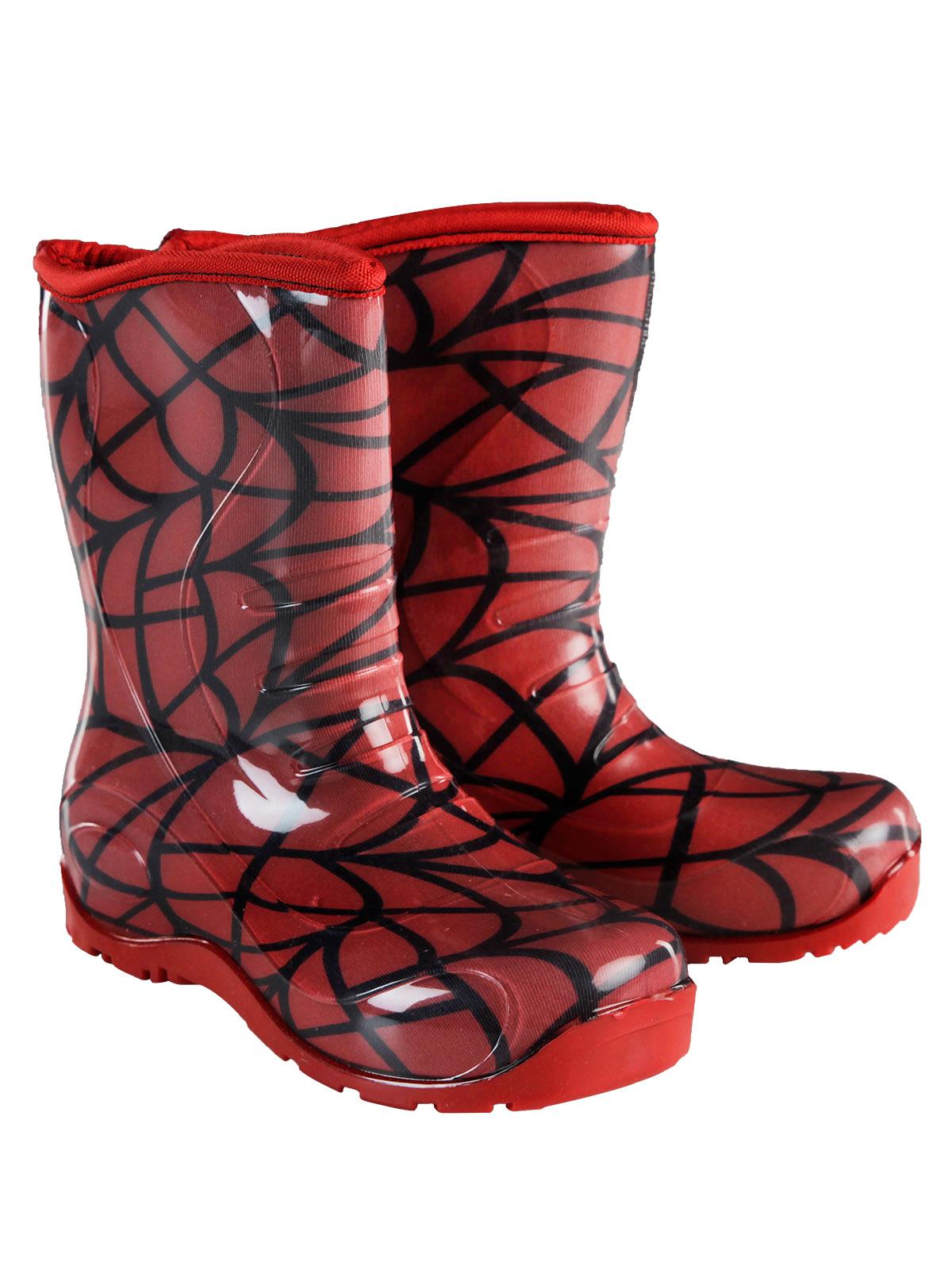 Boots Erkek Çocuk Ağ Desenli Yağmur Çizmesi 30-34 Numara Kırmızı