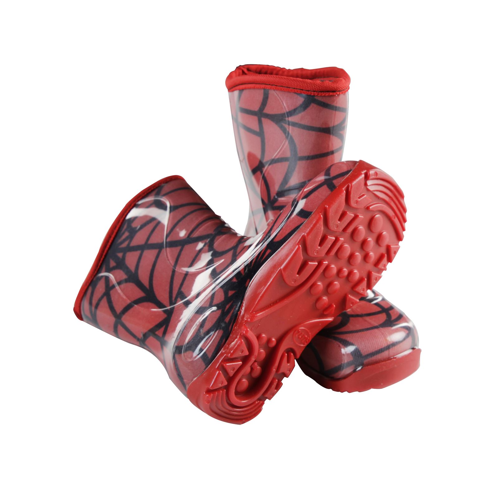 Boots Erkek Çocuk Ağ Desenli Yağmur Çizmesi 24-28 Numara Kırmızı