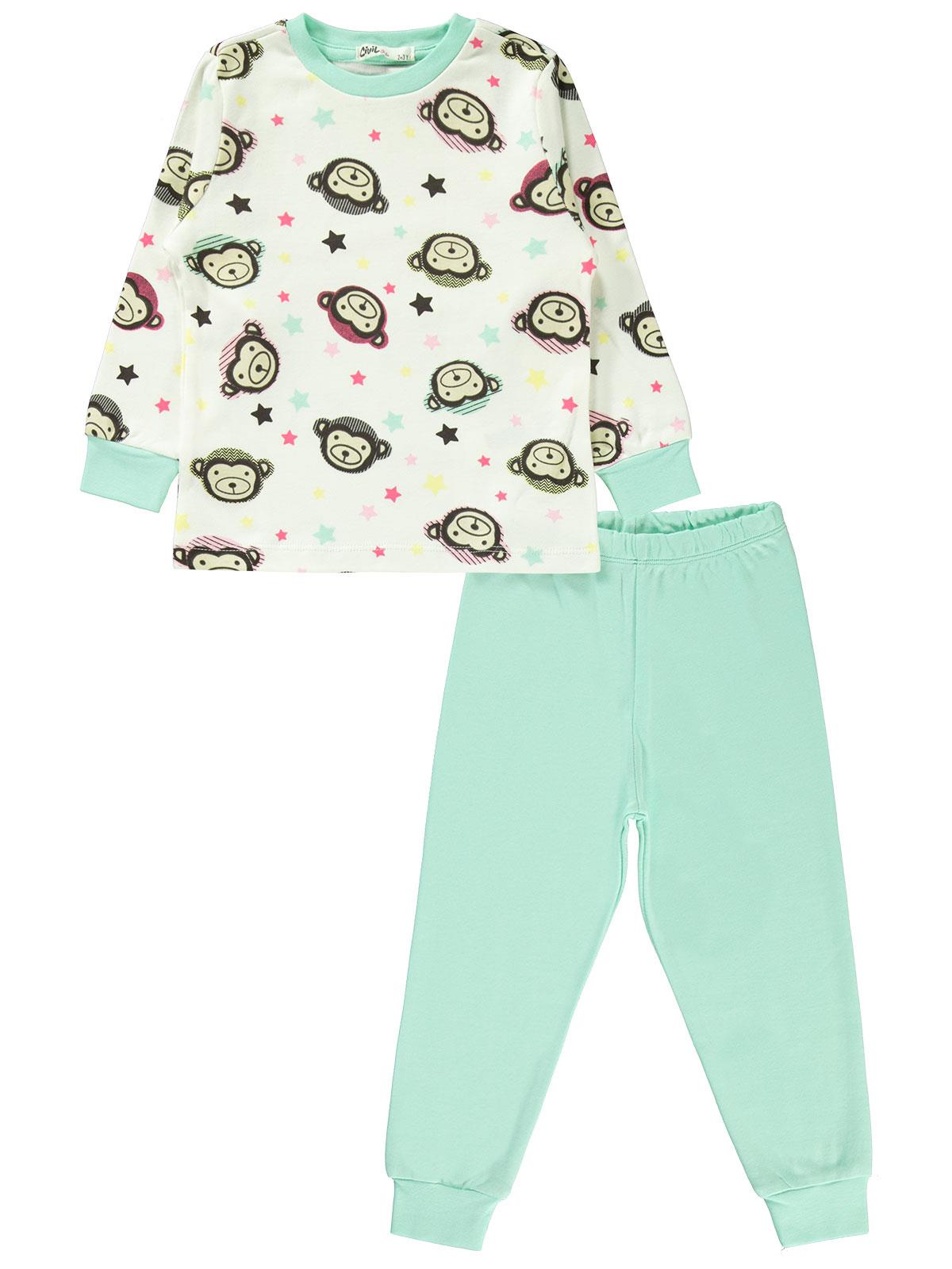 Civil Girls Kız Çocuk Pijama Takımı 2-5 Yaş Mint Yeşili