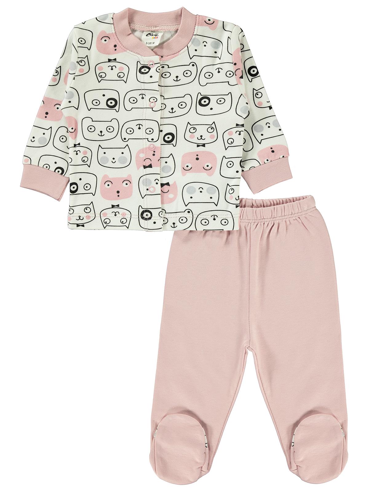 Civil Baby Kız Bebek Pijama Takımı 0-6 Ay Pudra