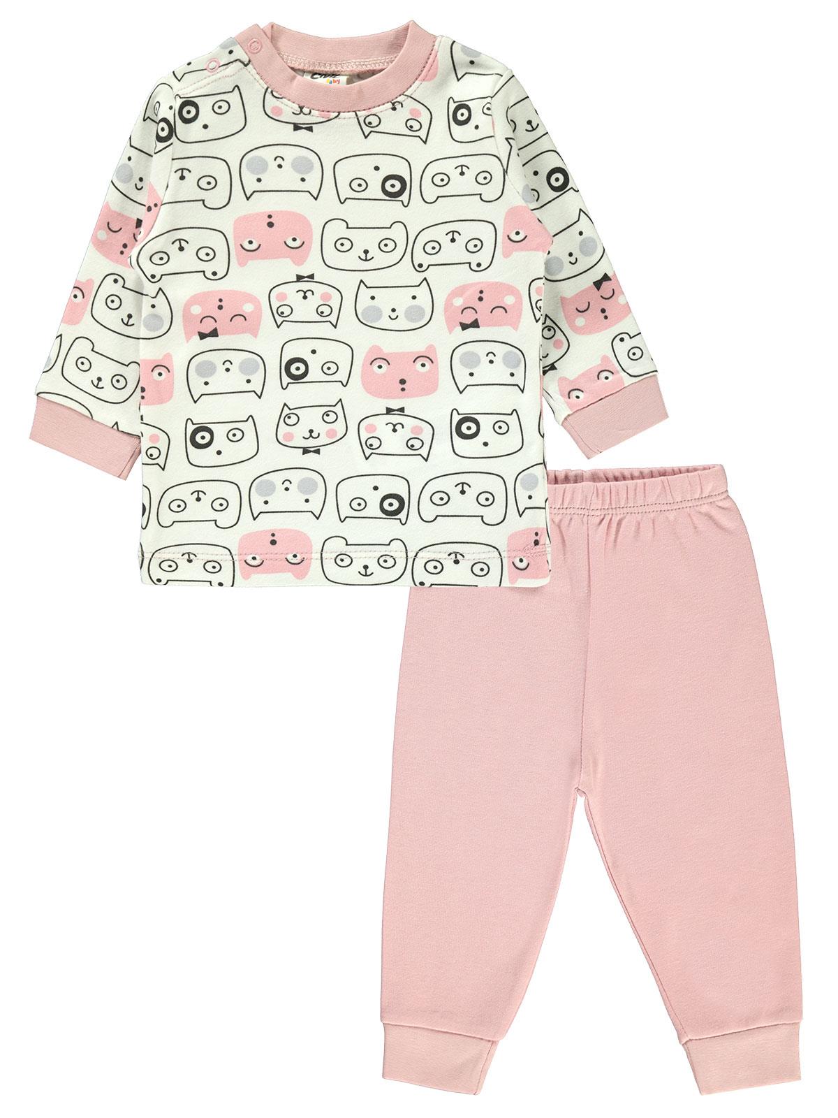 Civil Baby Kız Bebek Pijama Takımı 3-12 Ay Pudra