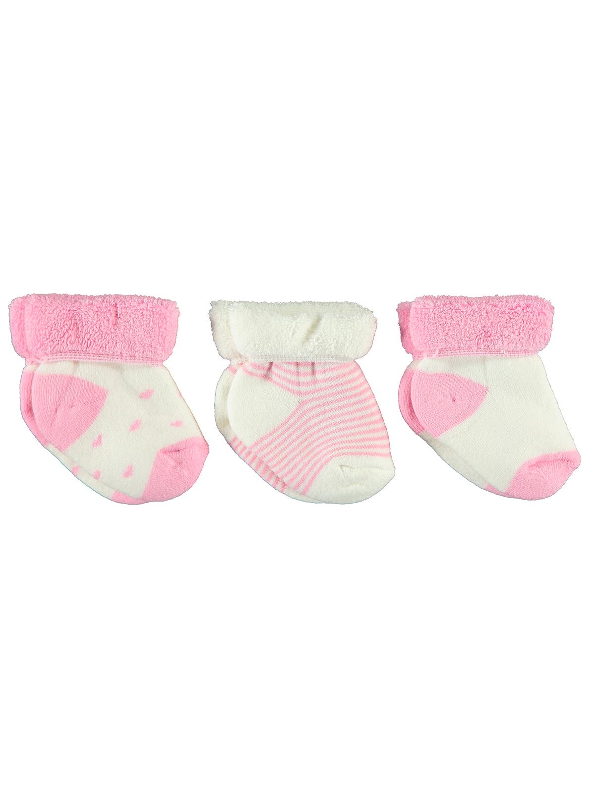 Civil Baby Kız Bebek Havlu 3'lü Çorap 0-24 Ay Pembe