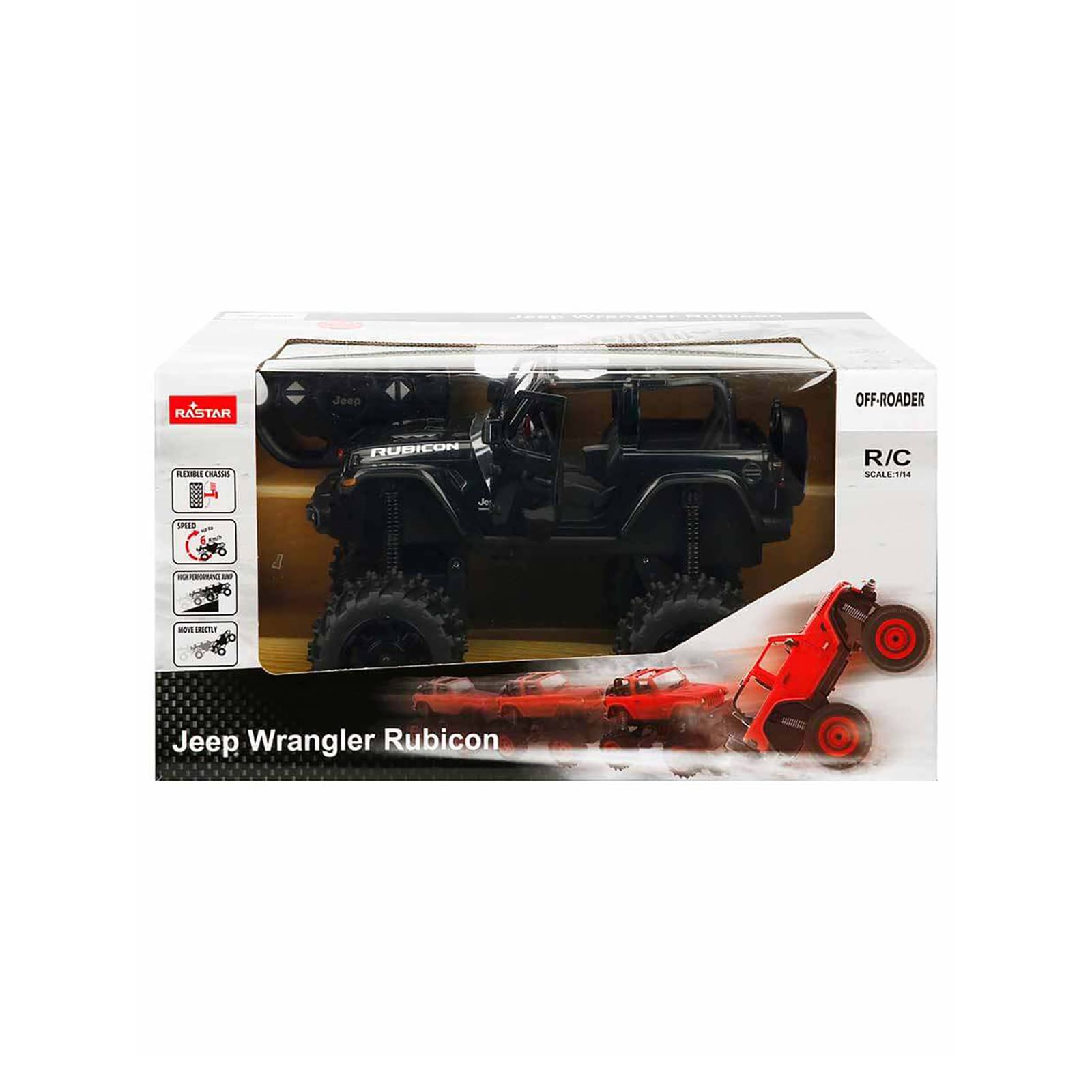 Rastar 1:14 Jeep Wrangler Rubicon Uzaktan Kumandalı Araba Siyah