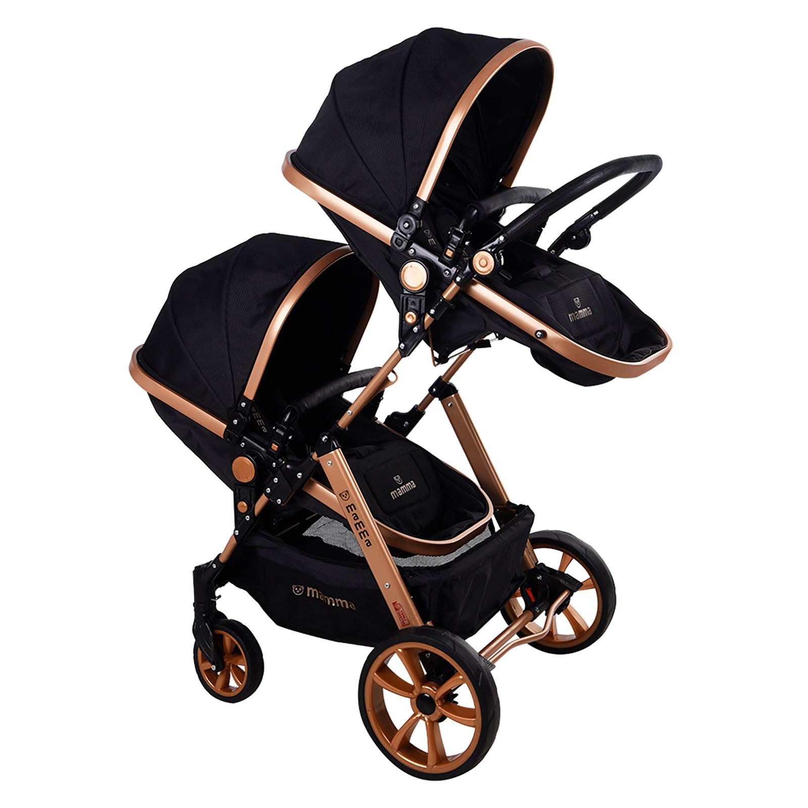 Mamma Twin Gold Travel Sistem İkiz Bebek Arabası  Siyah