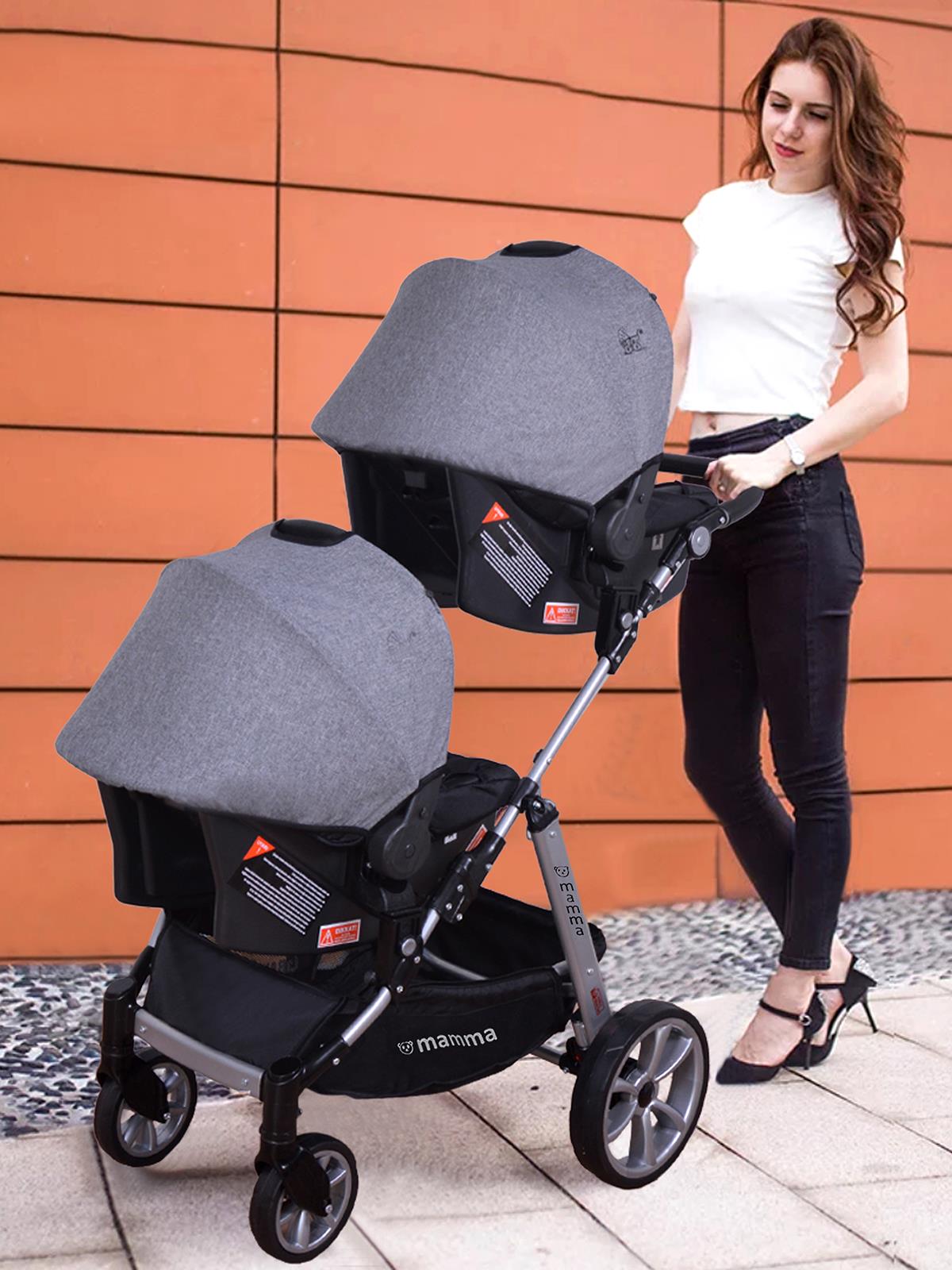 Mamma Duo Travel Sistem İkiz Bebek Arabası  Gri
