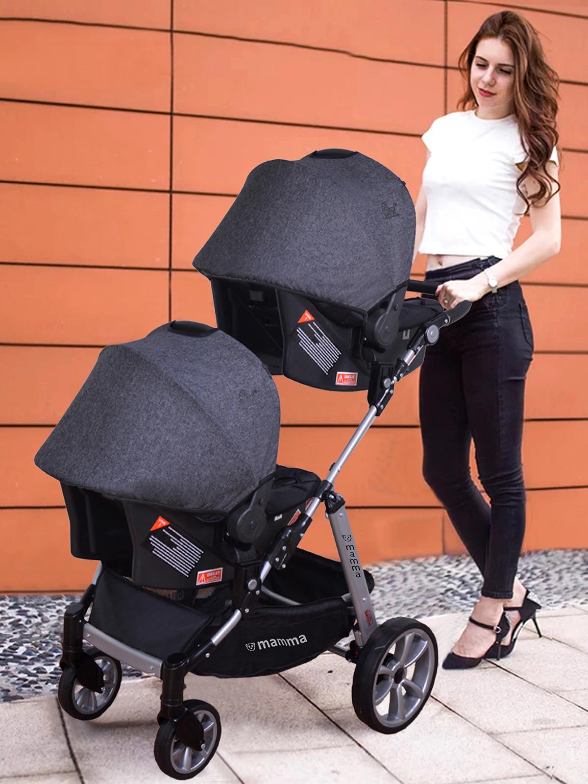 Mamma Duo Travel Sistem İkiz Bebek Arabası Antrasit