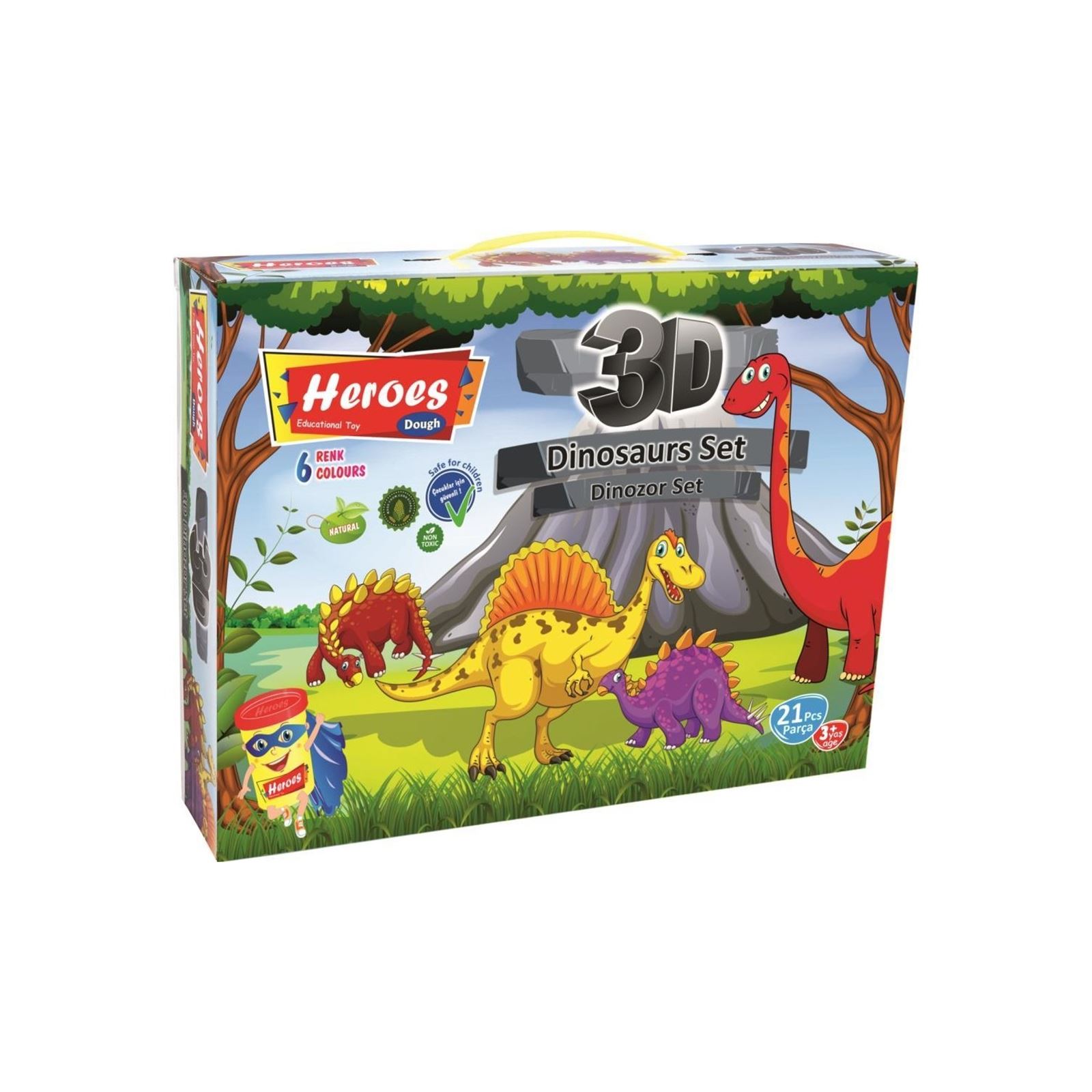 Heroes 3D Dinazor Set 6 Renkli Oyun Hamuru ERN-568