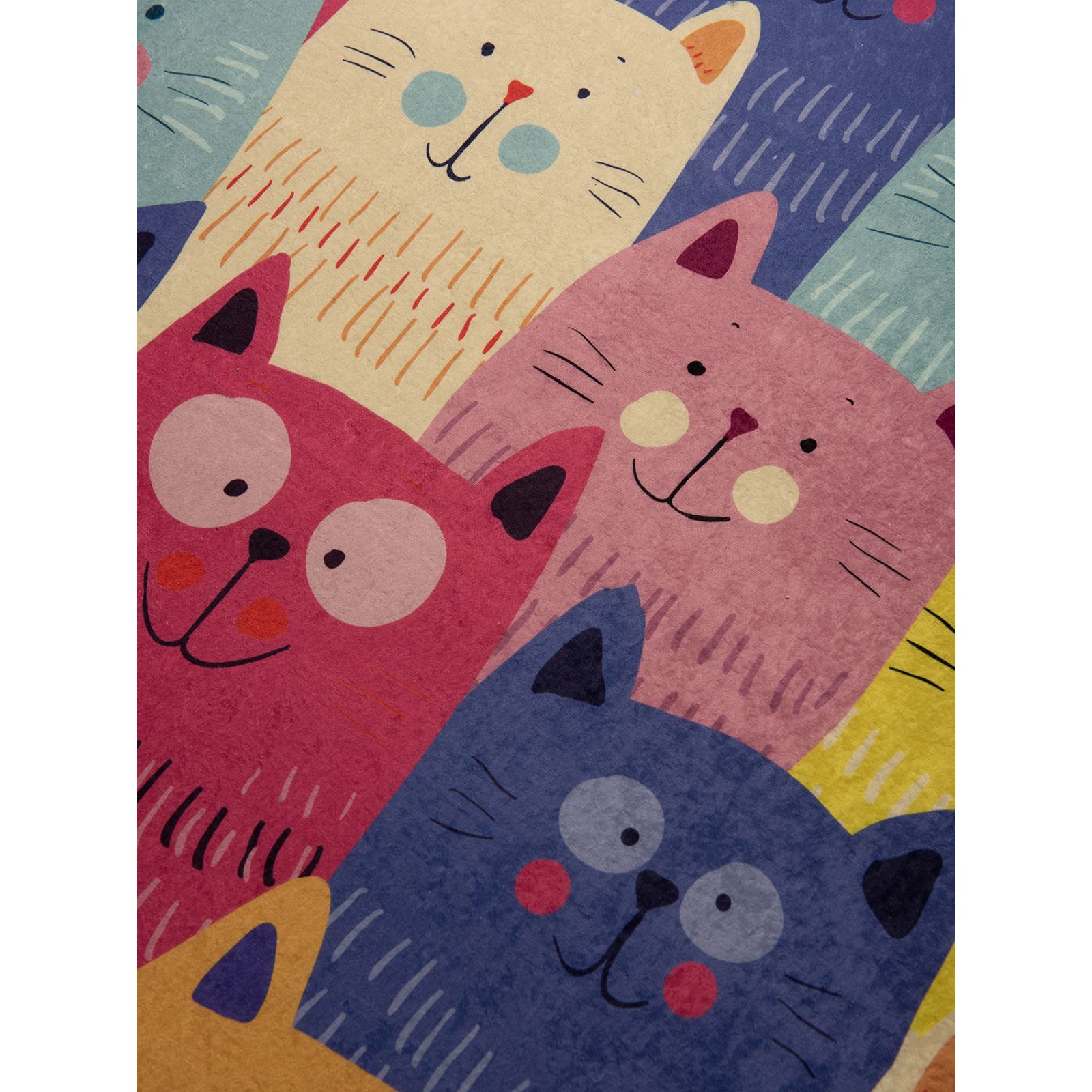 Kujju Cats Renkli 100x160 Cm Çocuk Odası Halısı Çok Renkli