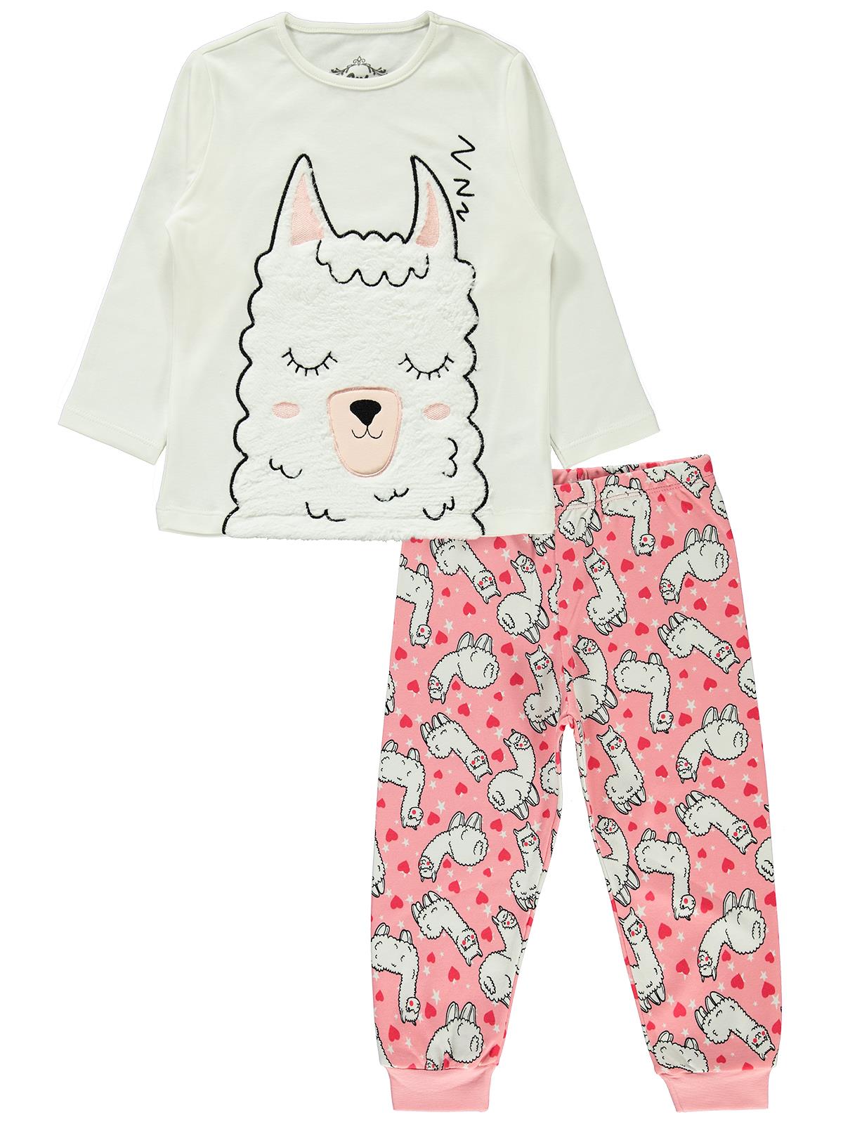 Cvl Kız Çocuk Pijama Takımı 2-5 Yaş Koyu Somon