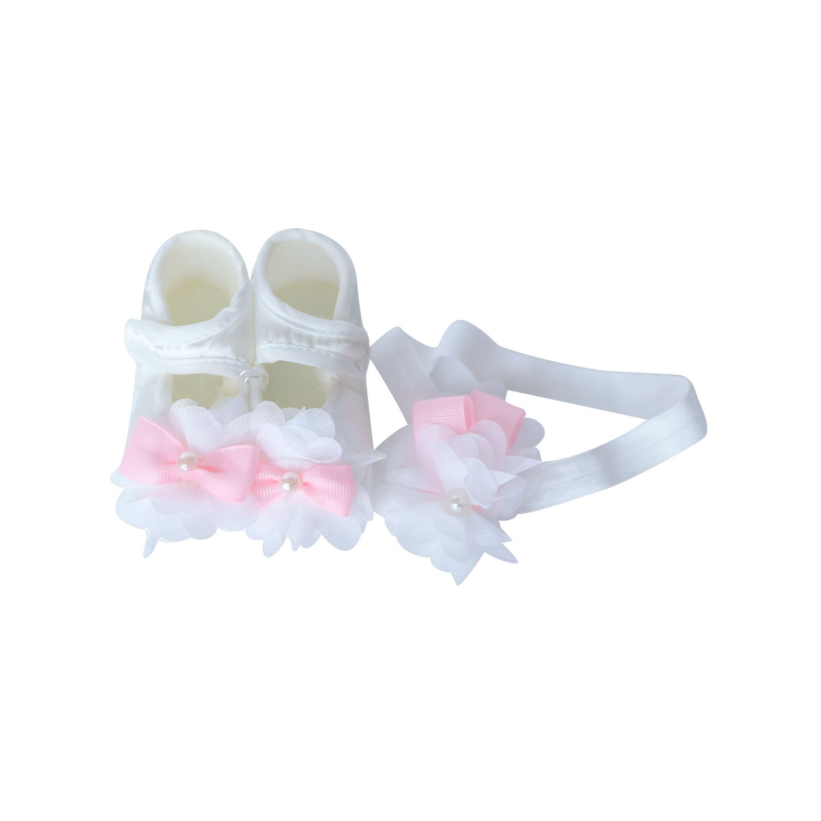 Öz&Ay Kız Bebek Lohusa Tac Terlik Bebek Bant ve Ayakkabı Beyaz
