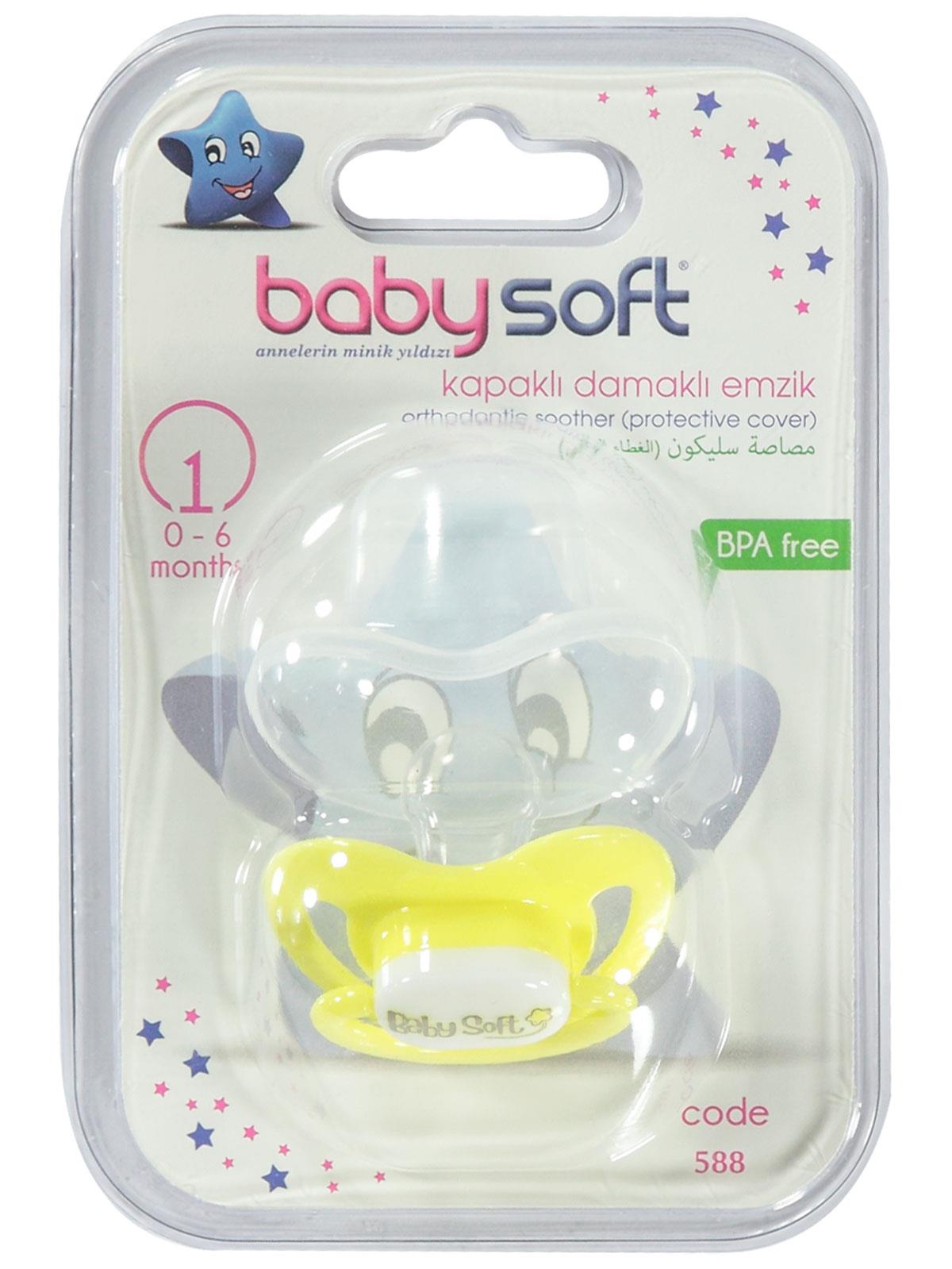 Baby Soft Kapaklı Damaklı Emzik 0-6 Ay Sarı