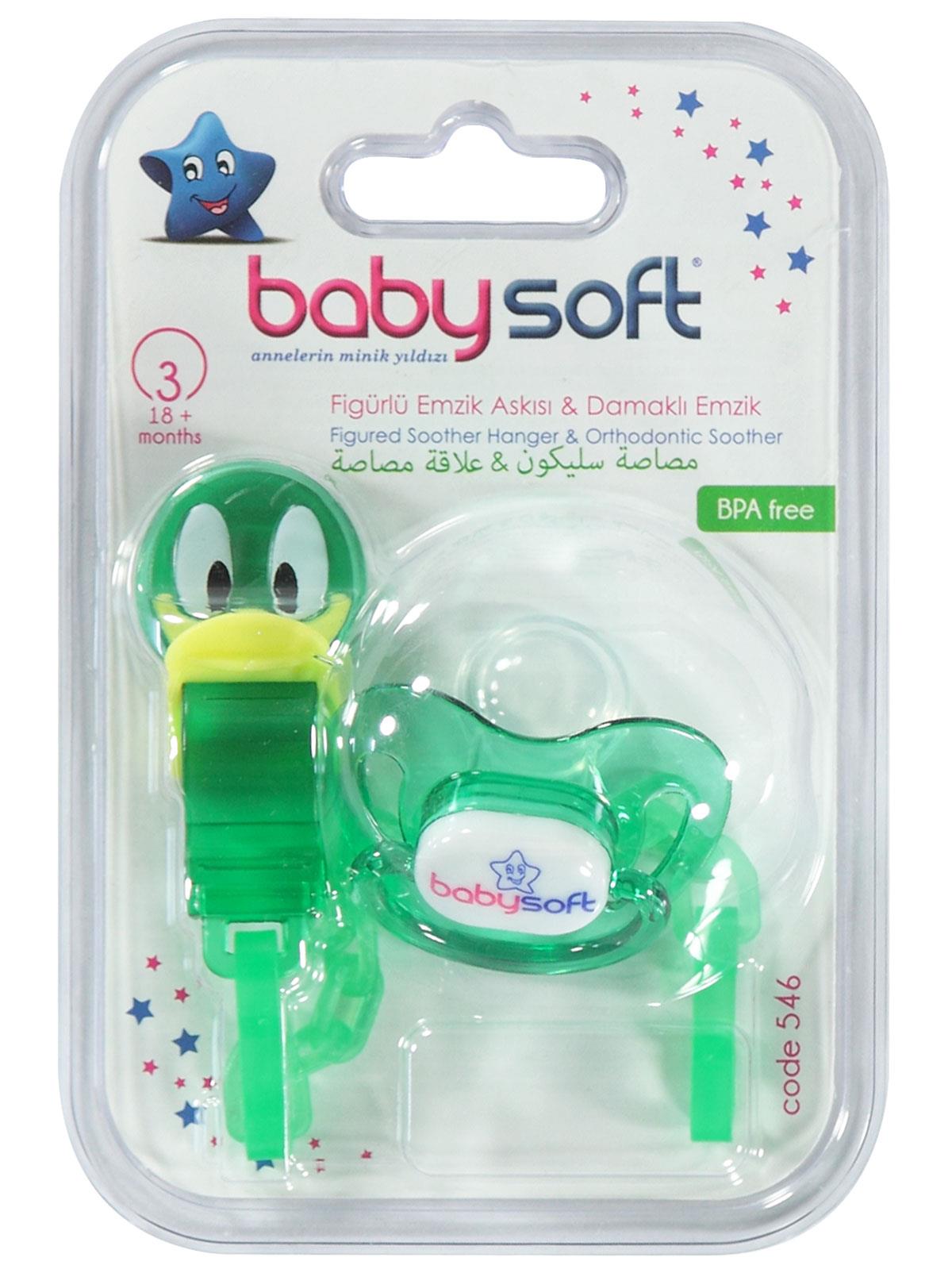 Baby Soft Askılı Silikon Damaklı Emzik 18+ Ay Yeşil