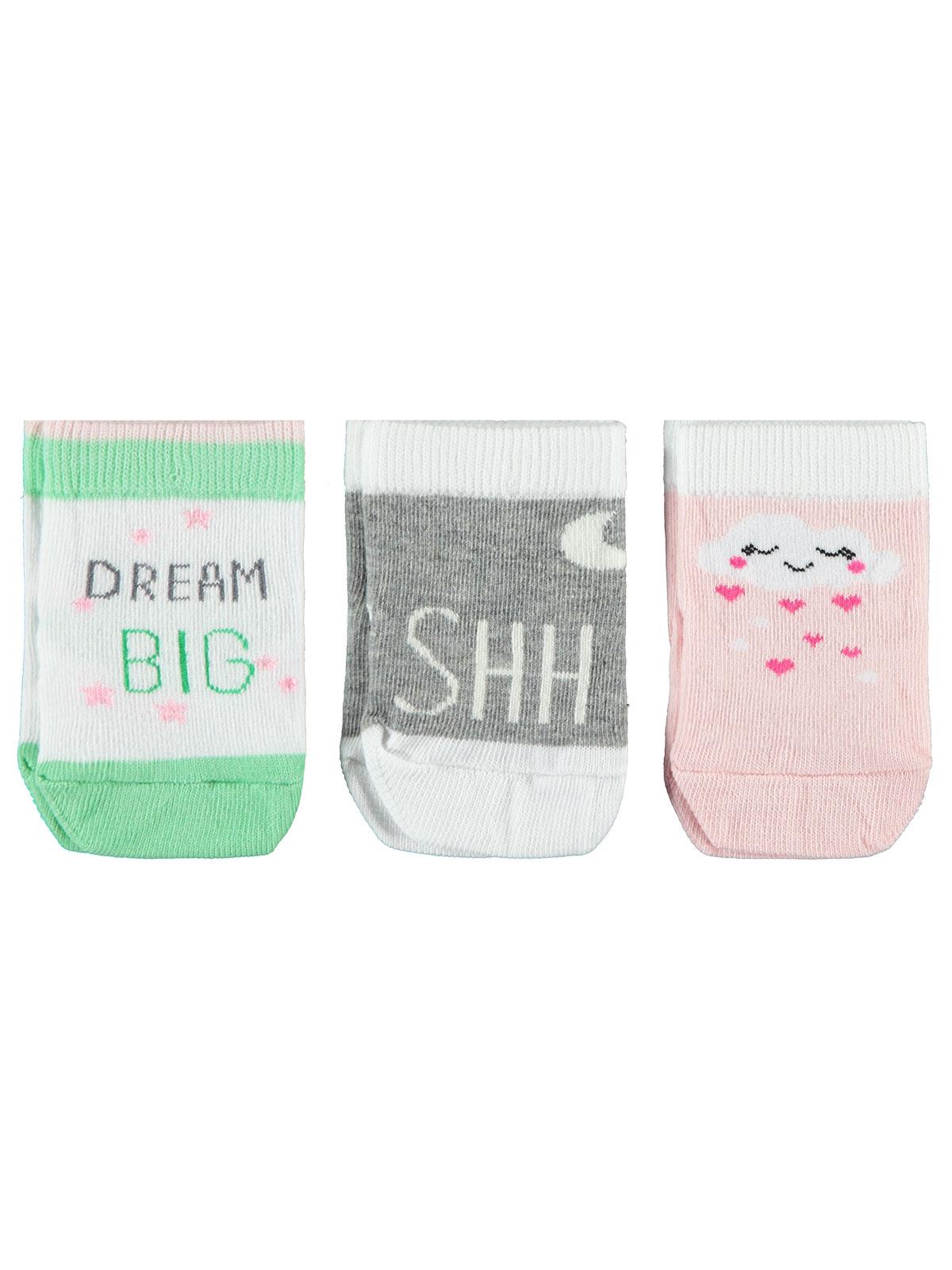 Civil Baby Kız Bebek 3'lü Çorap 0-24 Ay Yeşil