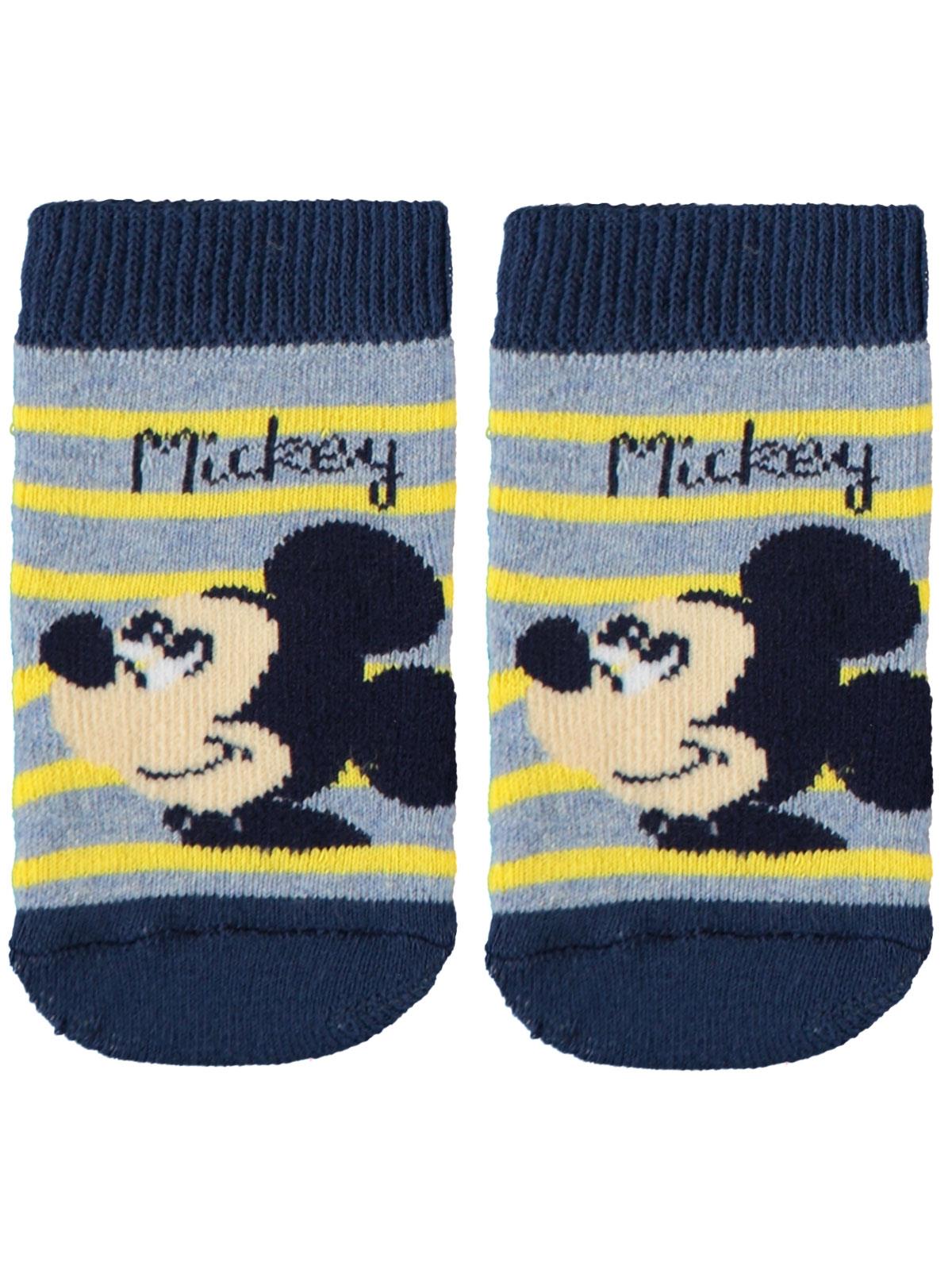 Mickey Mouse Erkek Bebek Havlu Çorap 0-36 Ay Mavi
