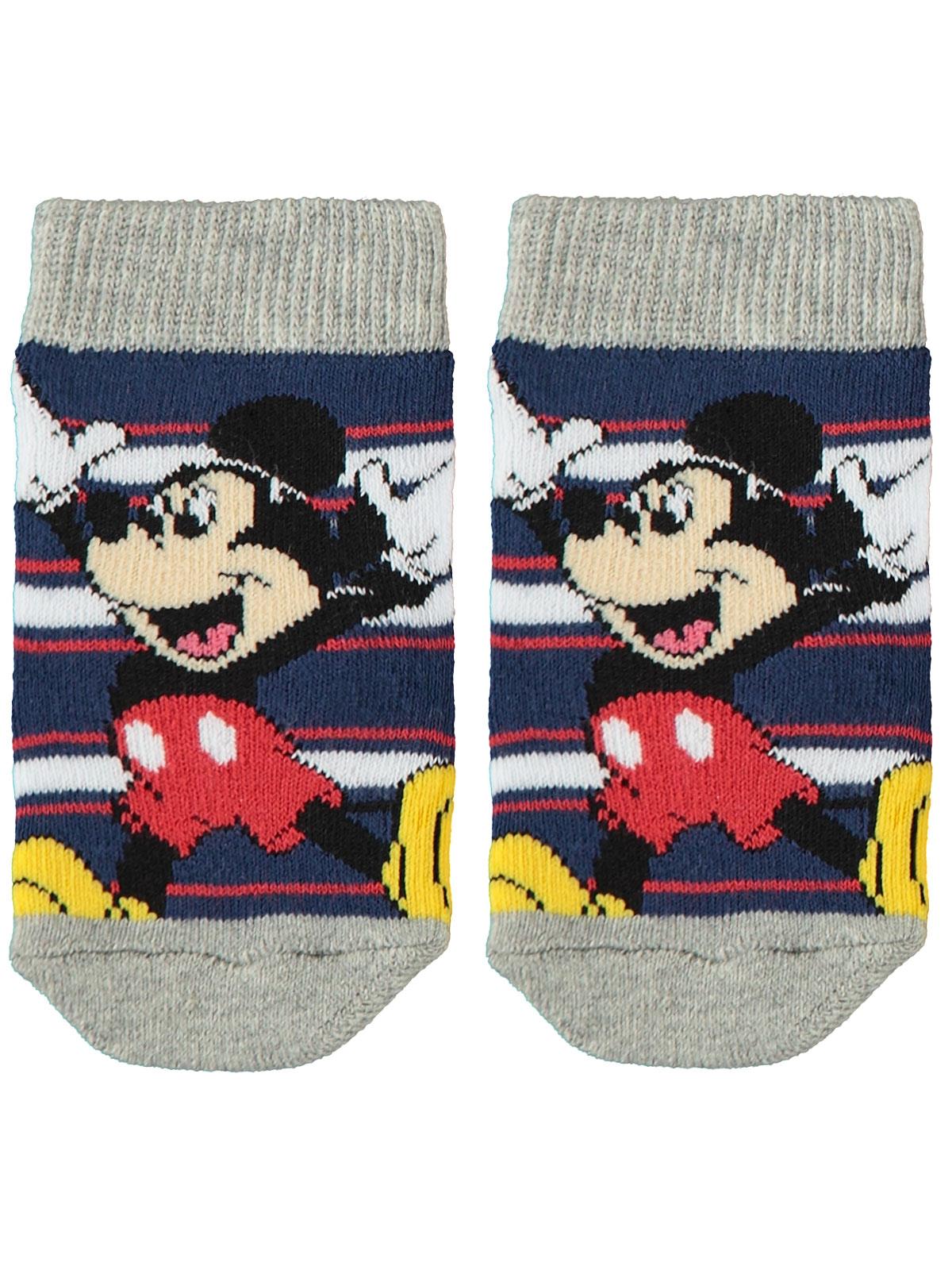Mickey Mouse Erkek Bebek Havlu Çorap 0-36 Ay İndigo
