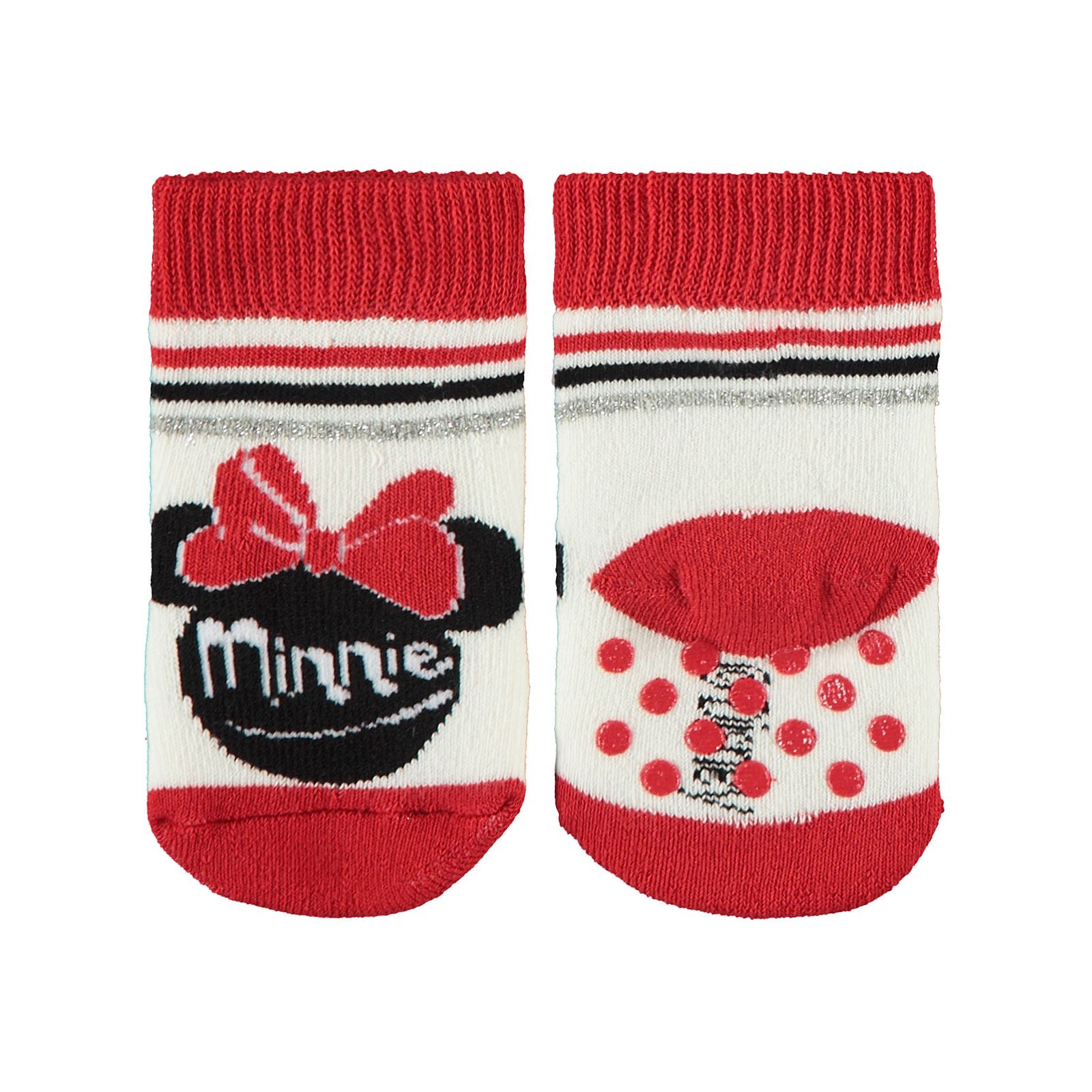 Minnie Mouse Kız Bebek Havlu Çorap 0-36 Ay Kırmızı