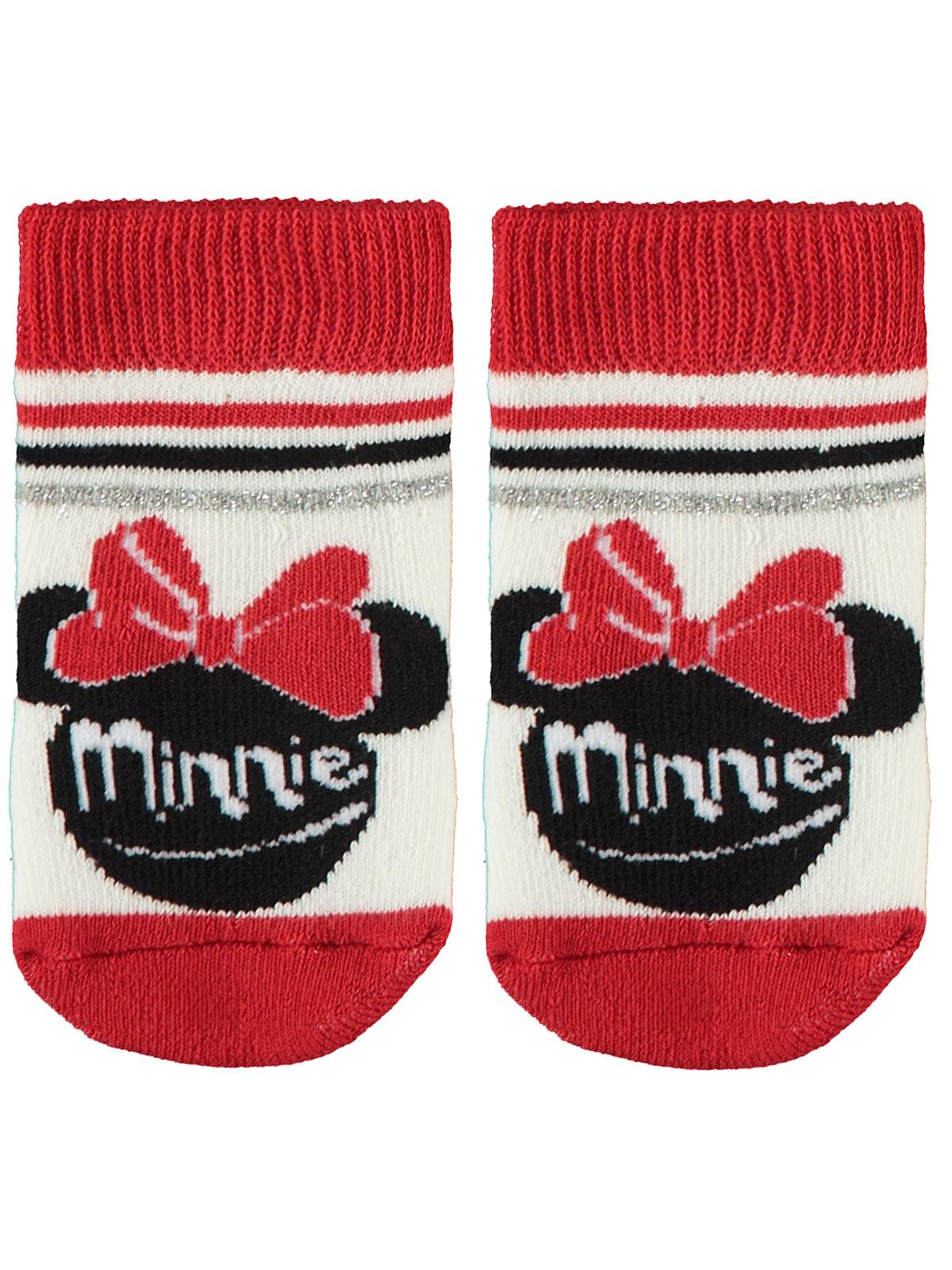 Minnie Mouse Kız Bebek Havlu Çorap 0-36 Ay Kırmızı