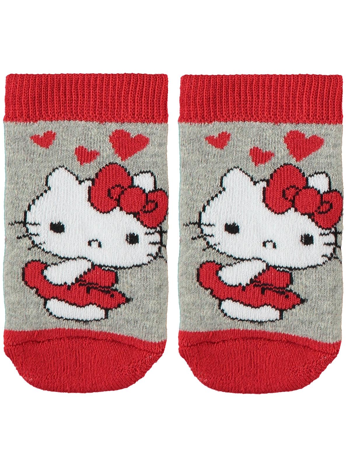 Hello Kitty Kız Bebek Havlu Çorap 0-36 Ay Kırmızı