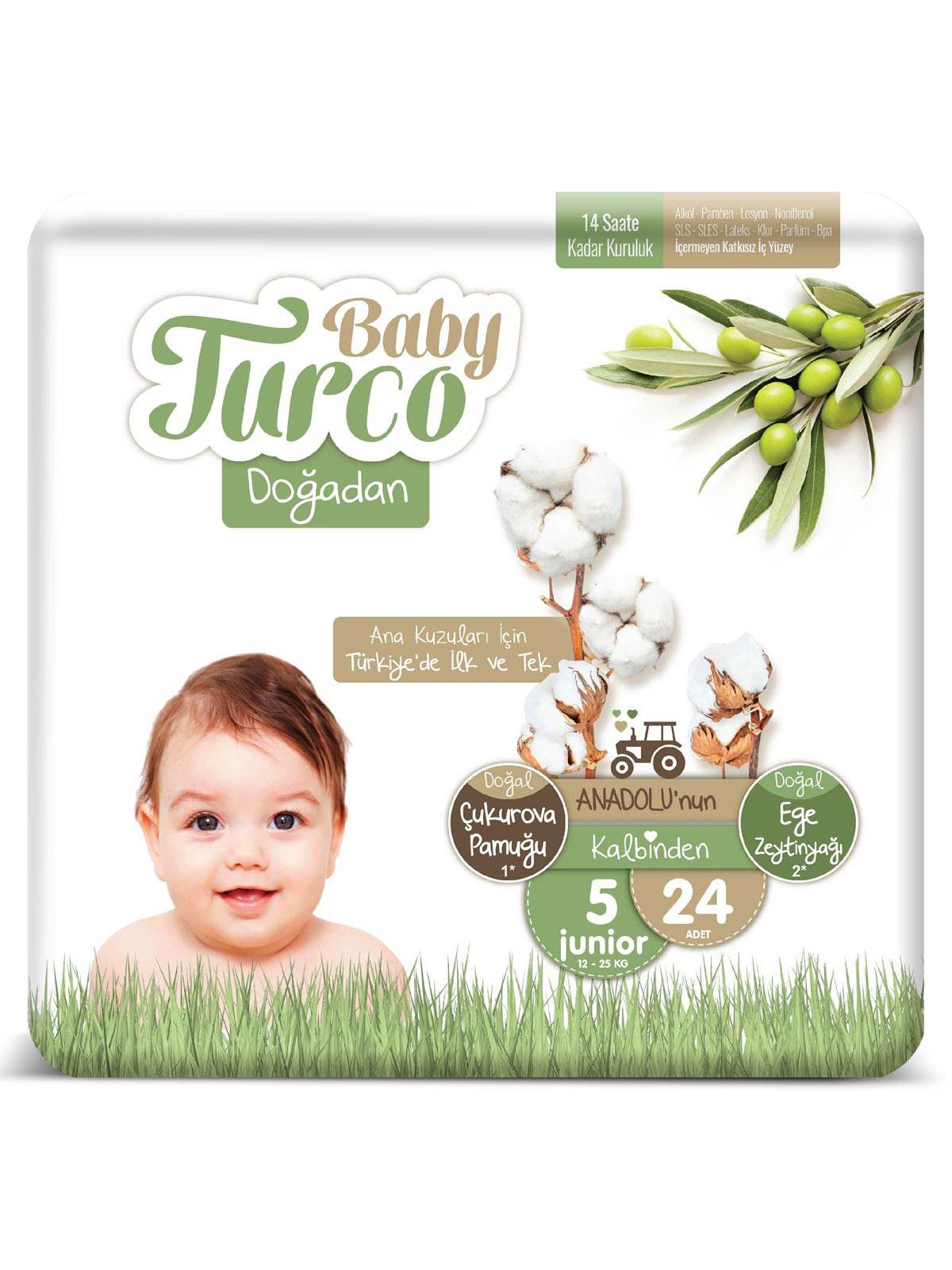 Baby Turco Doğadan Bebek Bezi 5 Numara Maxi 24 Adet