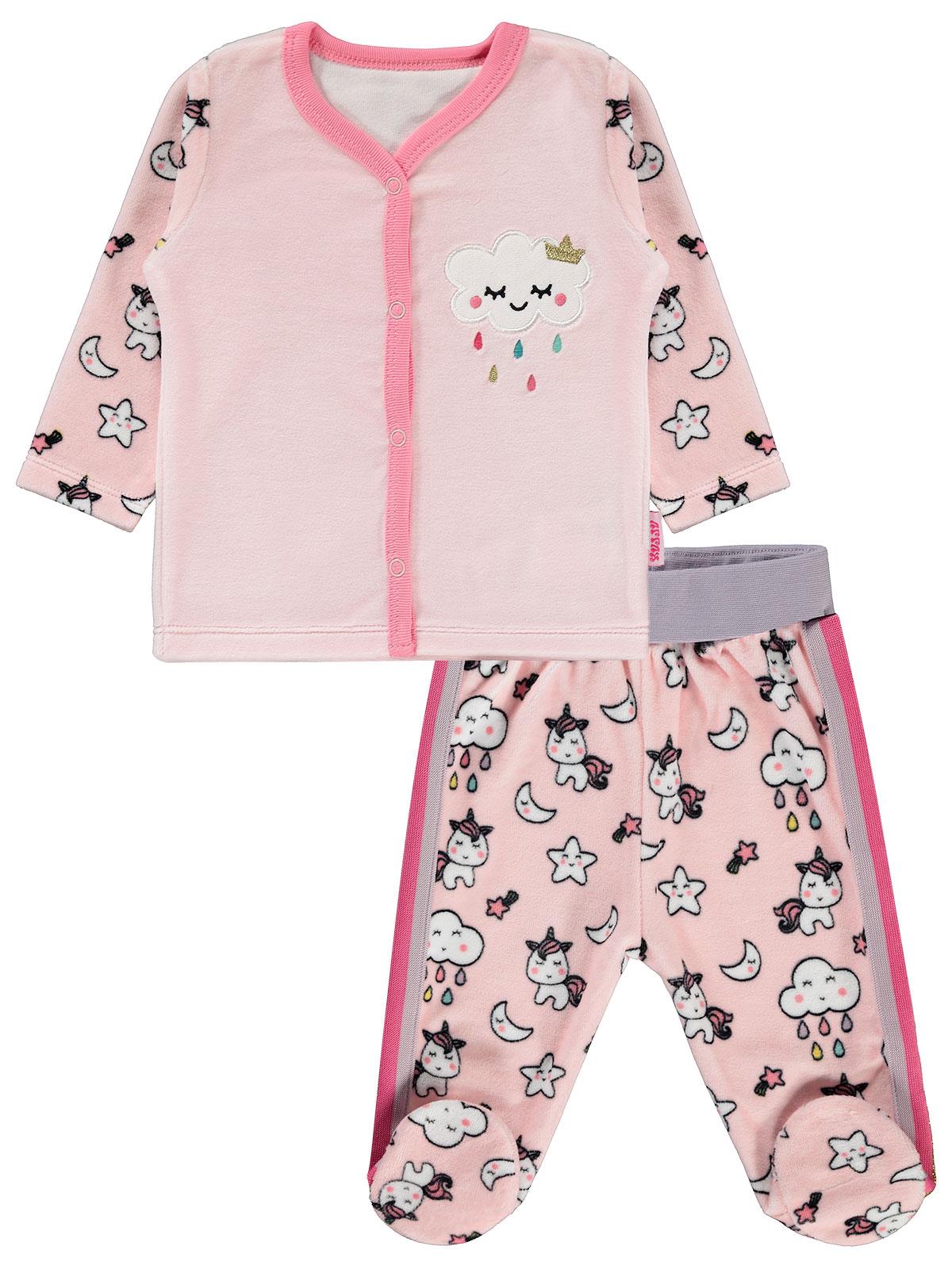 Kujju Kız Bebek Pijama Takımı 3-6 Ay Yavruağzı