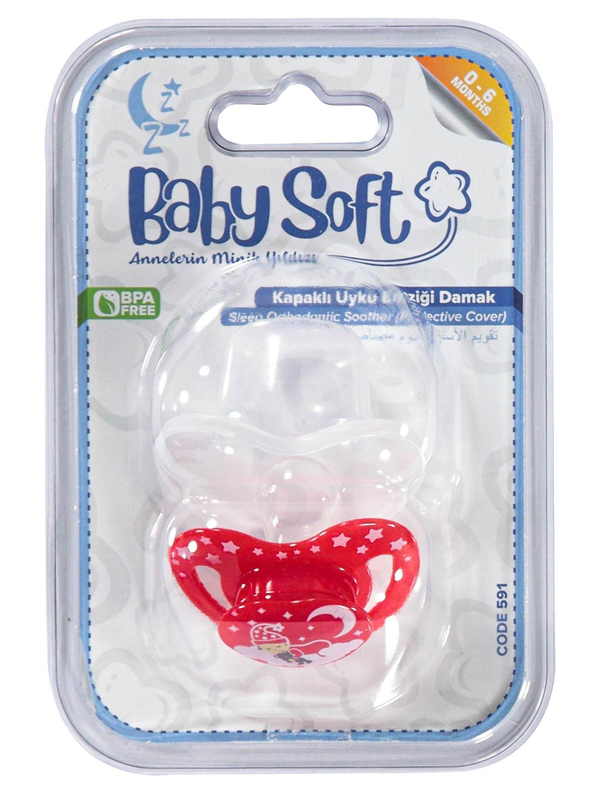 Baby Soft Kapaklı Damaklı Uyku Emziği 0-6 Ay Kırmızı