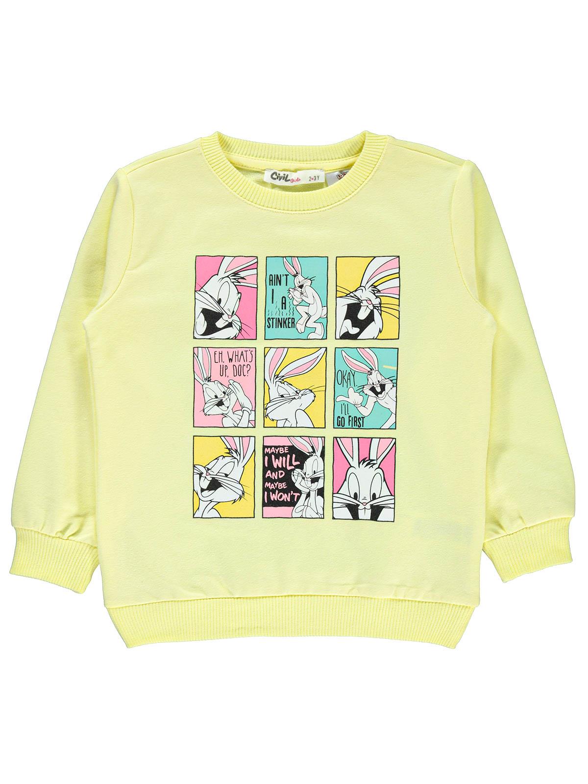 Bugs Bunny Kız Çocuk Sweatshirt 2-5 Yaş Sarı
