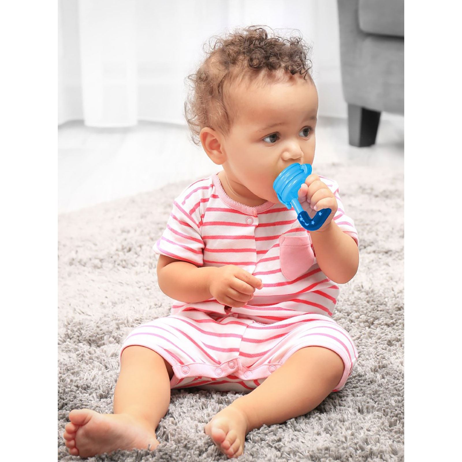 Sevi Bebe Silikon Meyve Emziği & Diş Kaşıyıcı Mavi