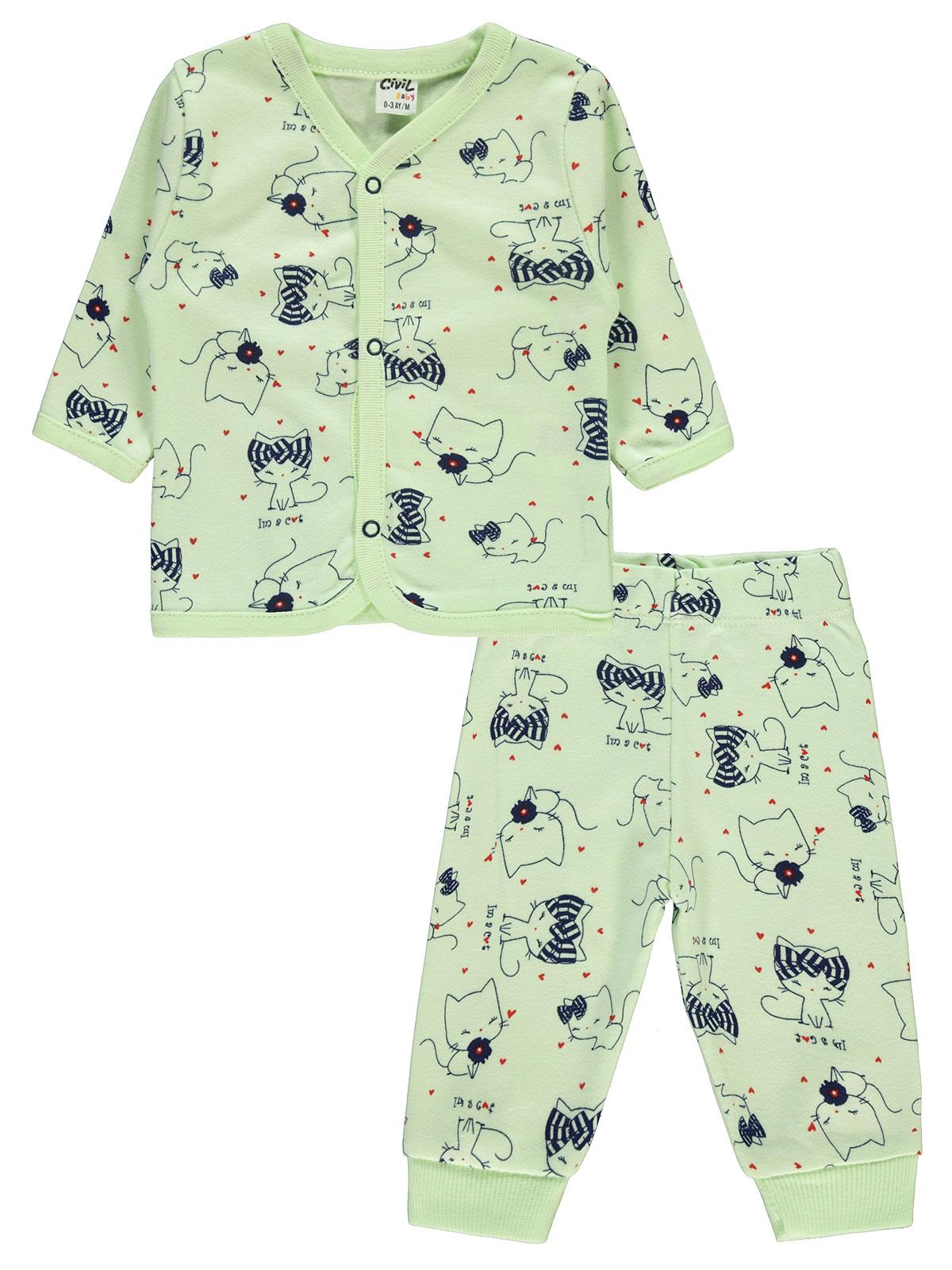 Civil Baby Kız Bebek Pijama Takımı 0-9 Ay Yeşil