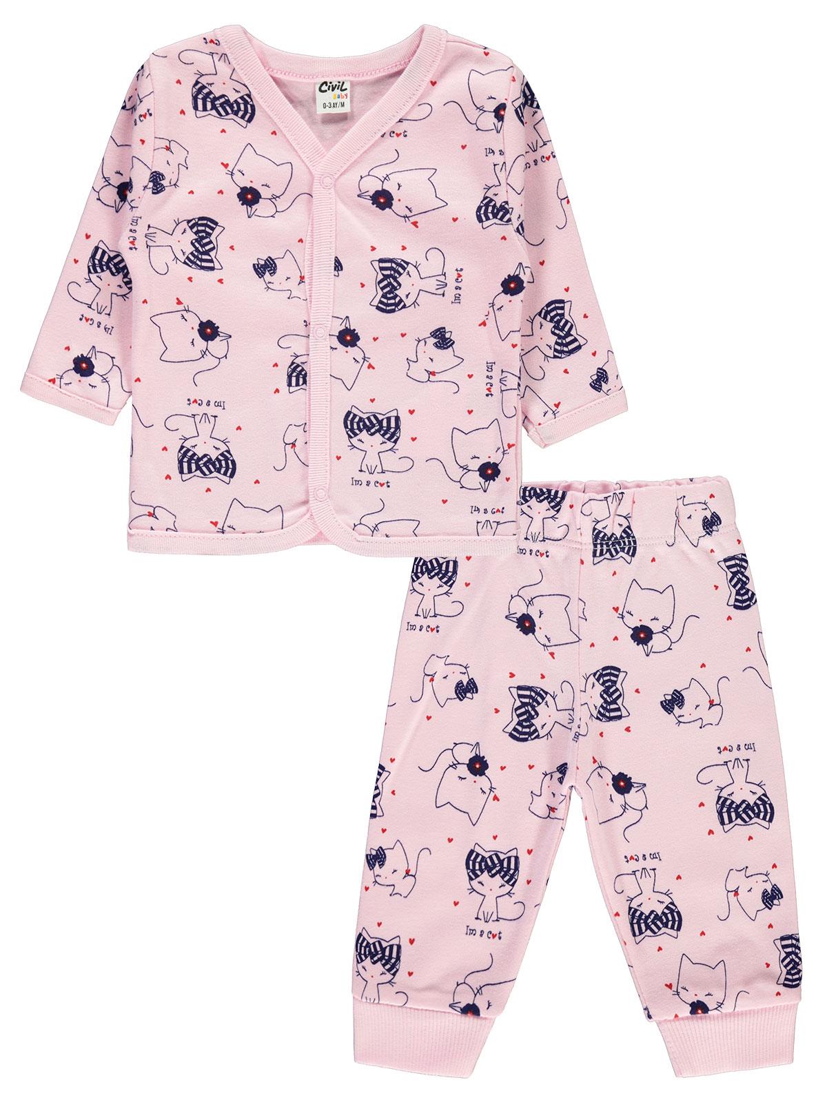 Civil Baby Kız Bebek Pijama Takımı 0-9 Ay Pembe