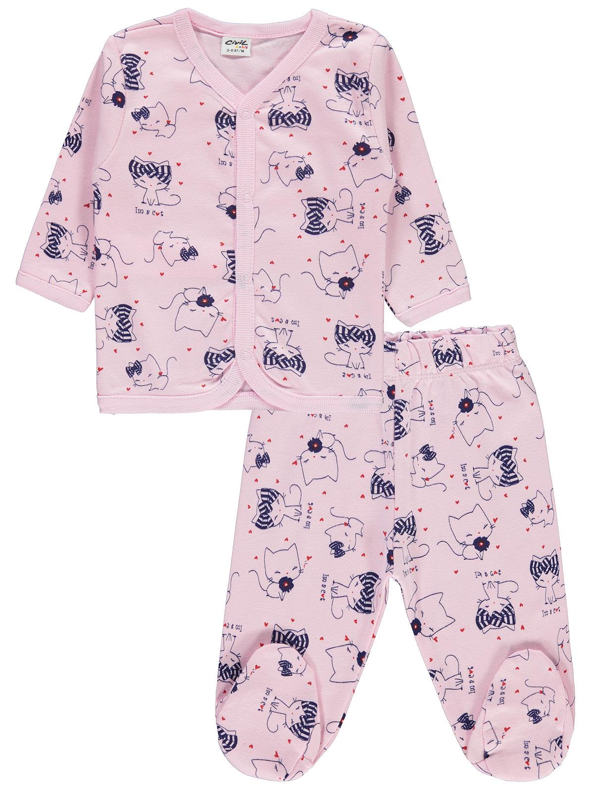 Civil Baby Kız Bebek Pijama Takımı 0-3 Ay Pembe
