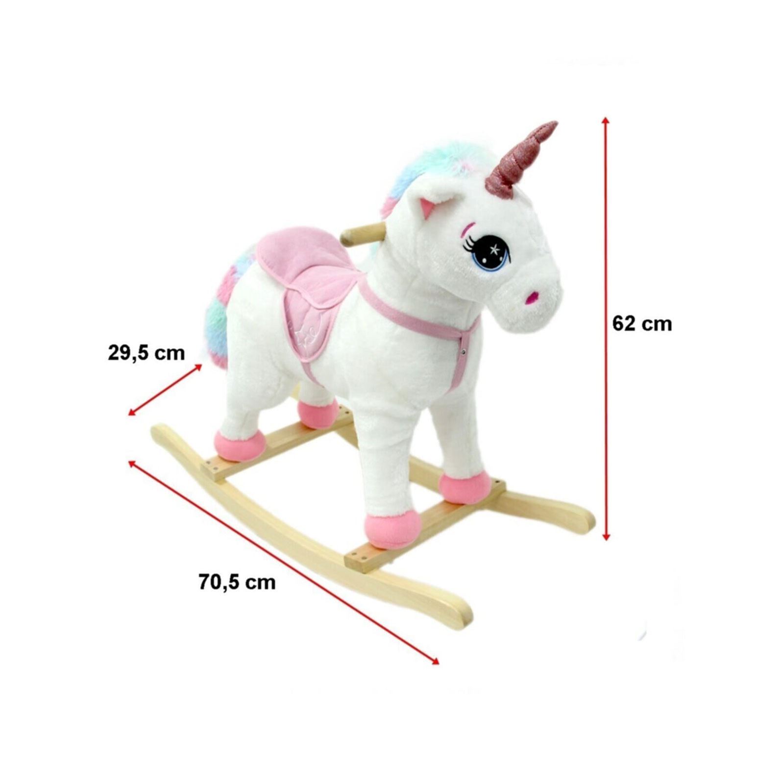 Can Oyuncak Sallanan At Sesli Küçük Unicorn Beyaz-Pembe