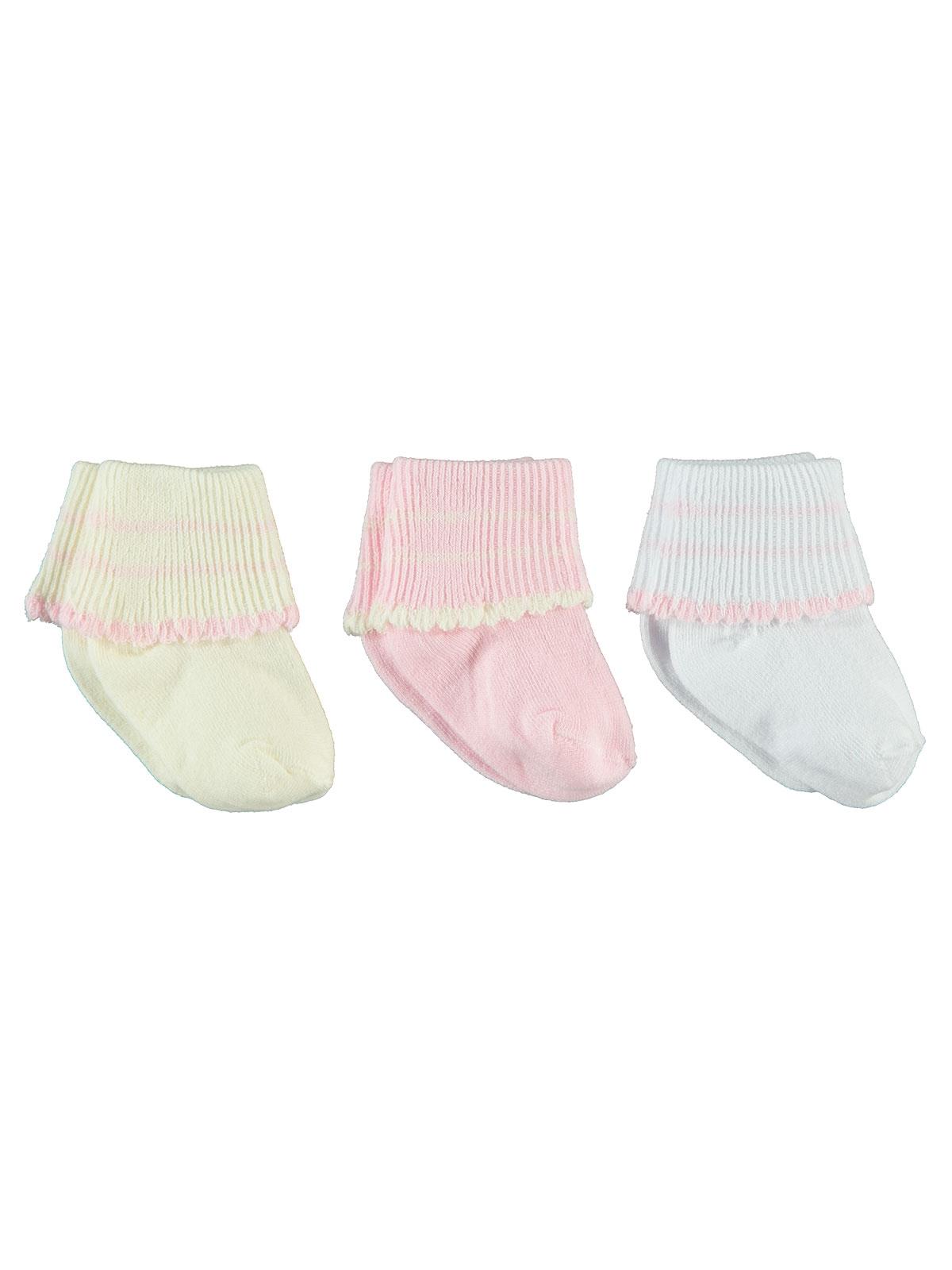 Civil Baby Kız Bebek 3'lü Çorap Set 0-6 Ay Pembe