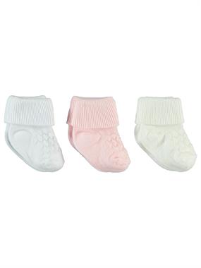 Civil Baby Kız Bebek 3'lü Çorap Set 0-6 Ay Pembe 