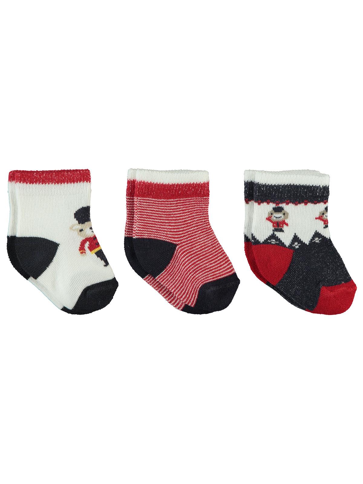Civil Baby Erkek Bebek 3'lü Çorap Set 0-6 Ay Kırmızı