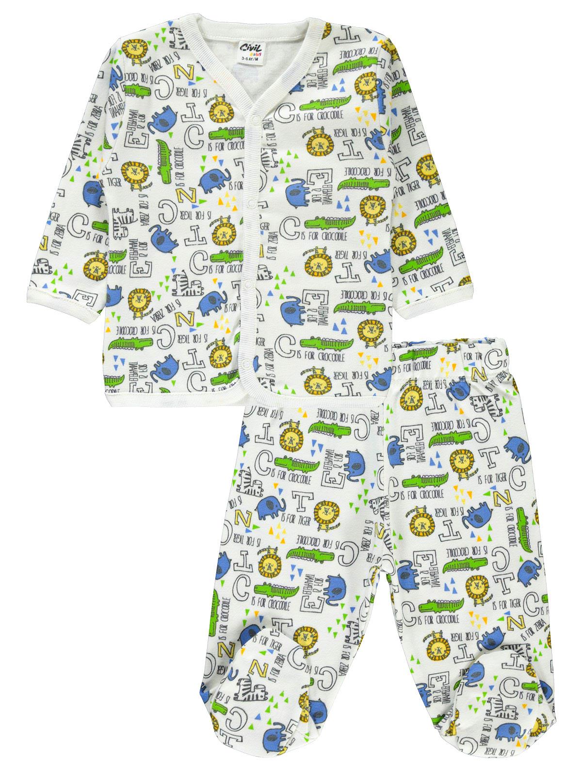 Civil Baby Erkek Bebek Pijama Takımı 0-3 Ay Ekru