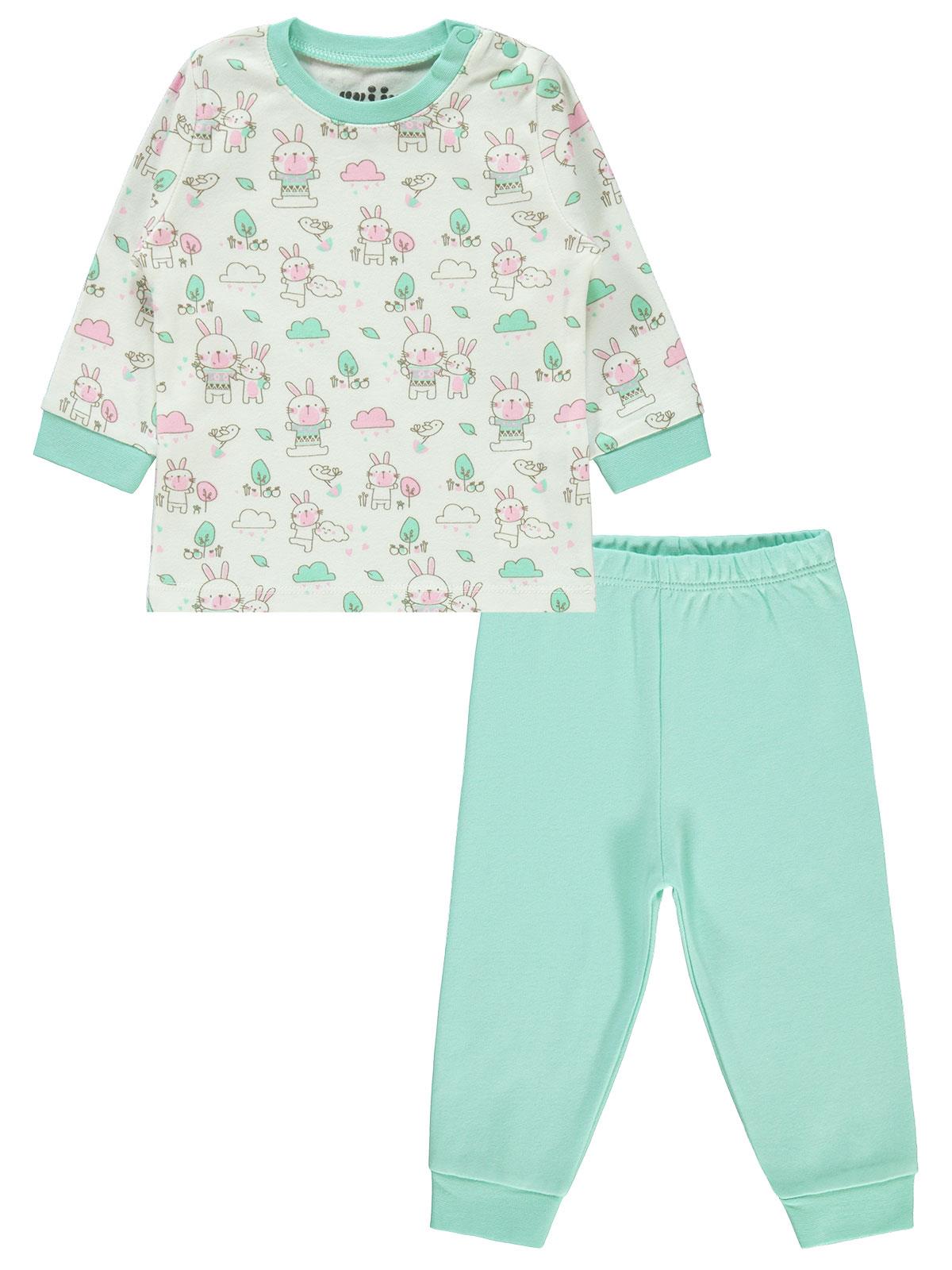 Kujju Kız Bebek Pijama Takımı 6-18 Ay Mint Yeşili