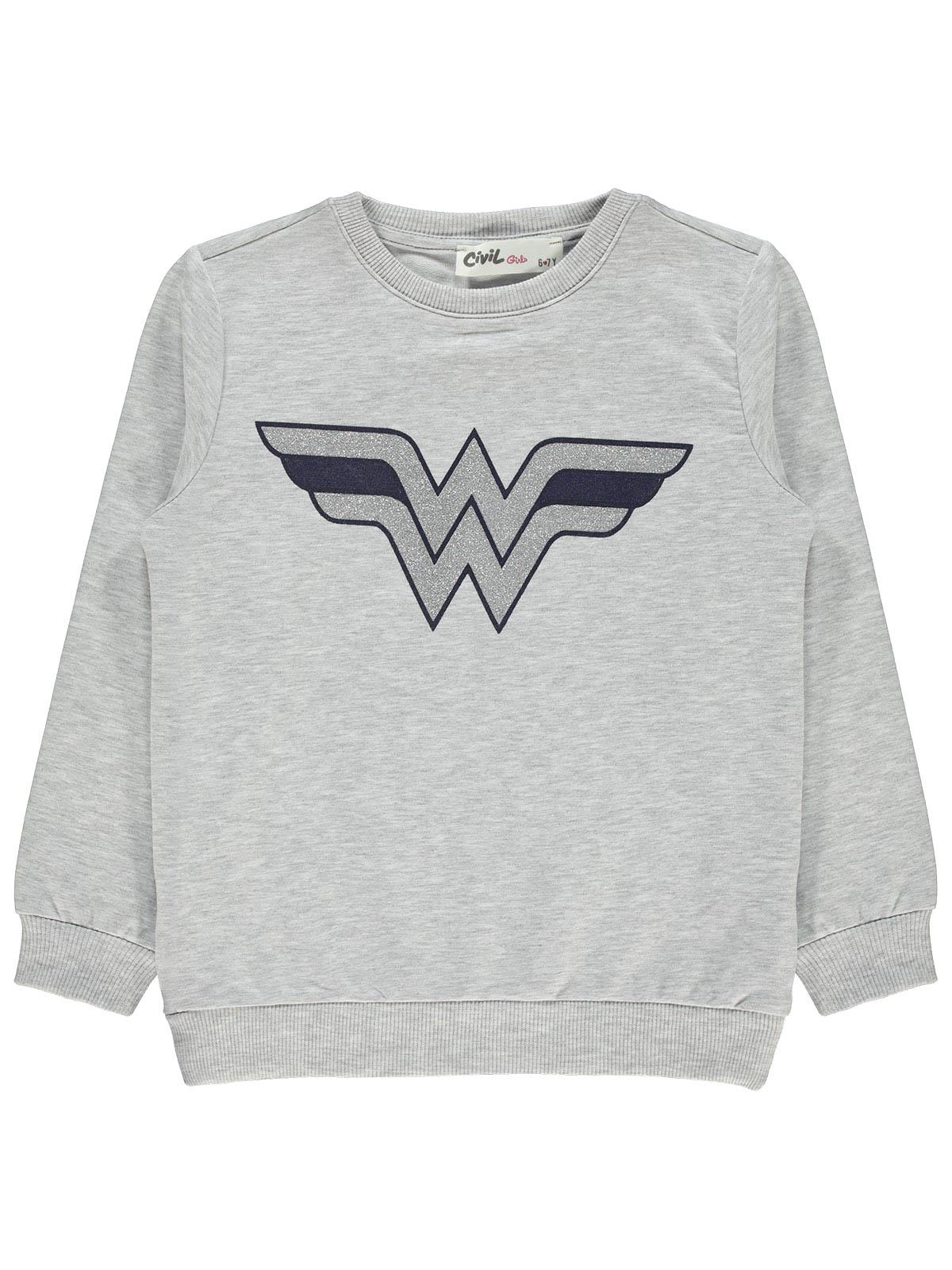 Wonder Woman Kız Çocuk Sweatshirt 6-9 Yaş Gri