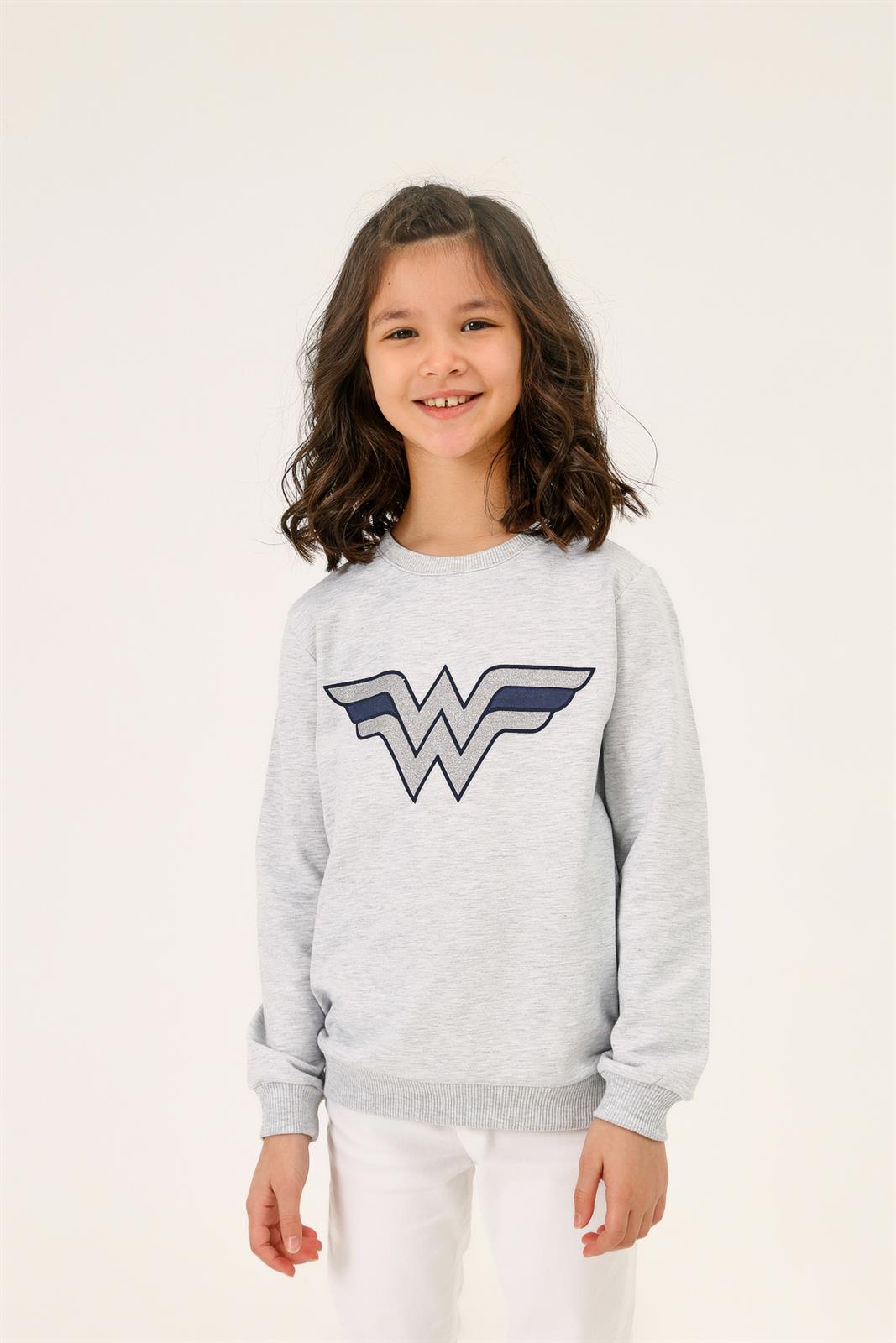 Wonder Woman Kız Çocuk Sweatshirt 6-9 Yaş Gri