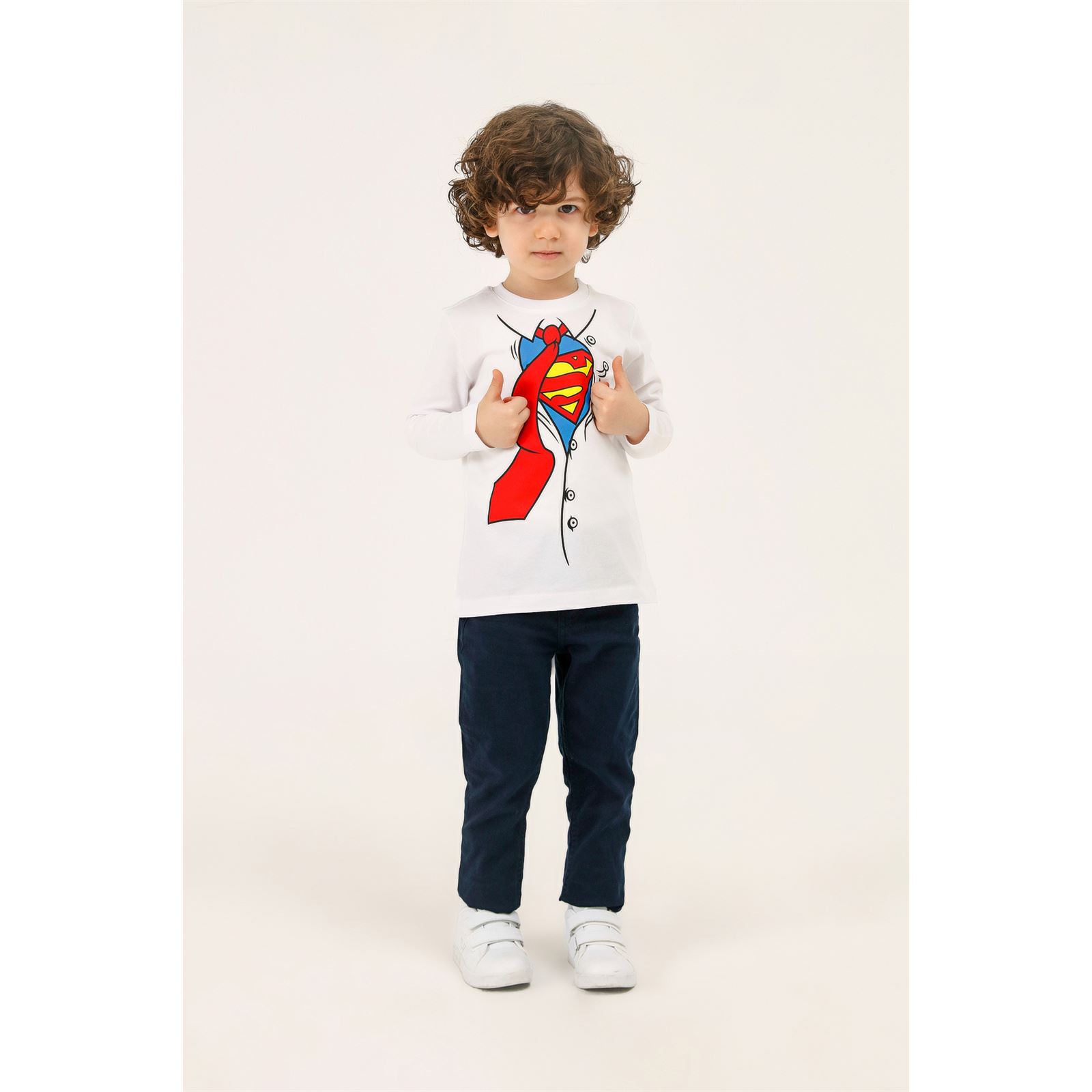 Superman Erkek Çocuk Sweatshirt 2-5 Yaş Beyaz